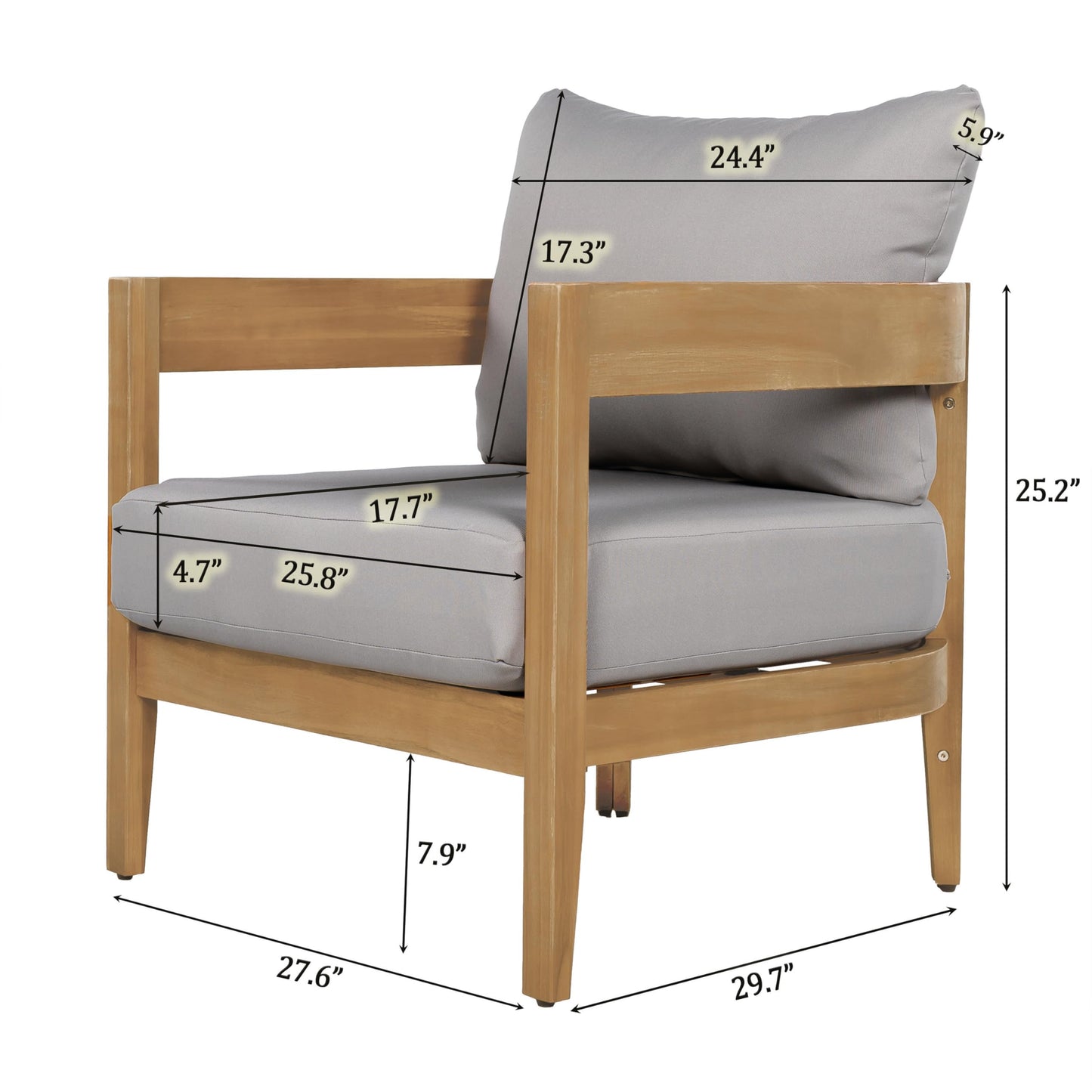 Outdoor Club Chairs with Cushions (Set of 2)