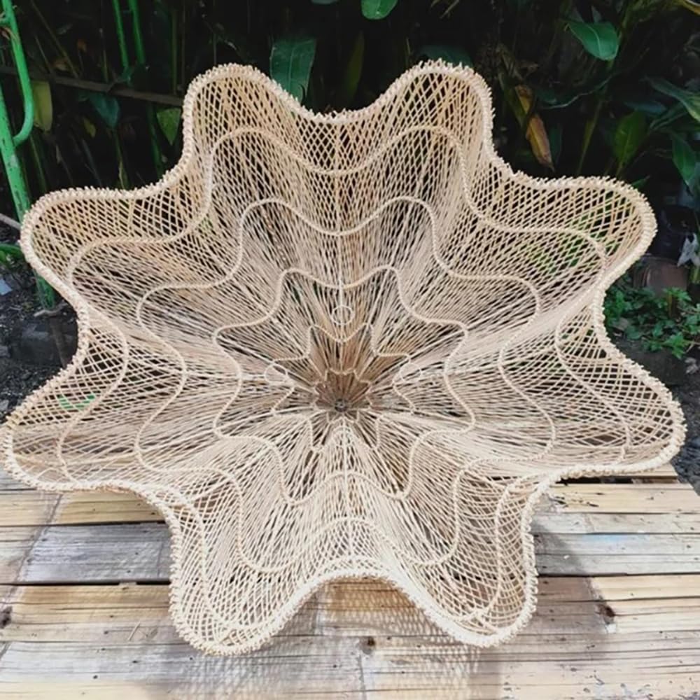 Rattan Large Woven 4-Light Chandelier