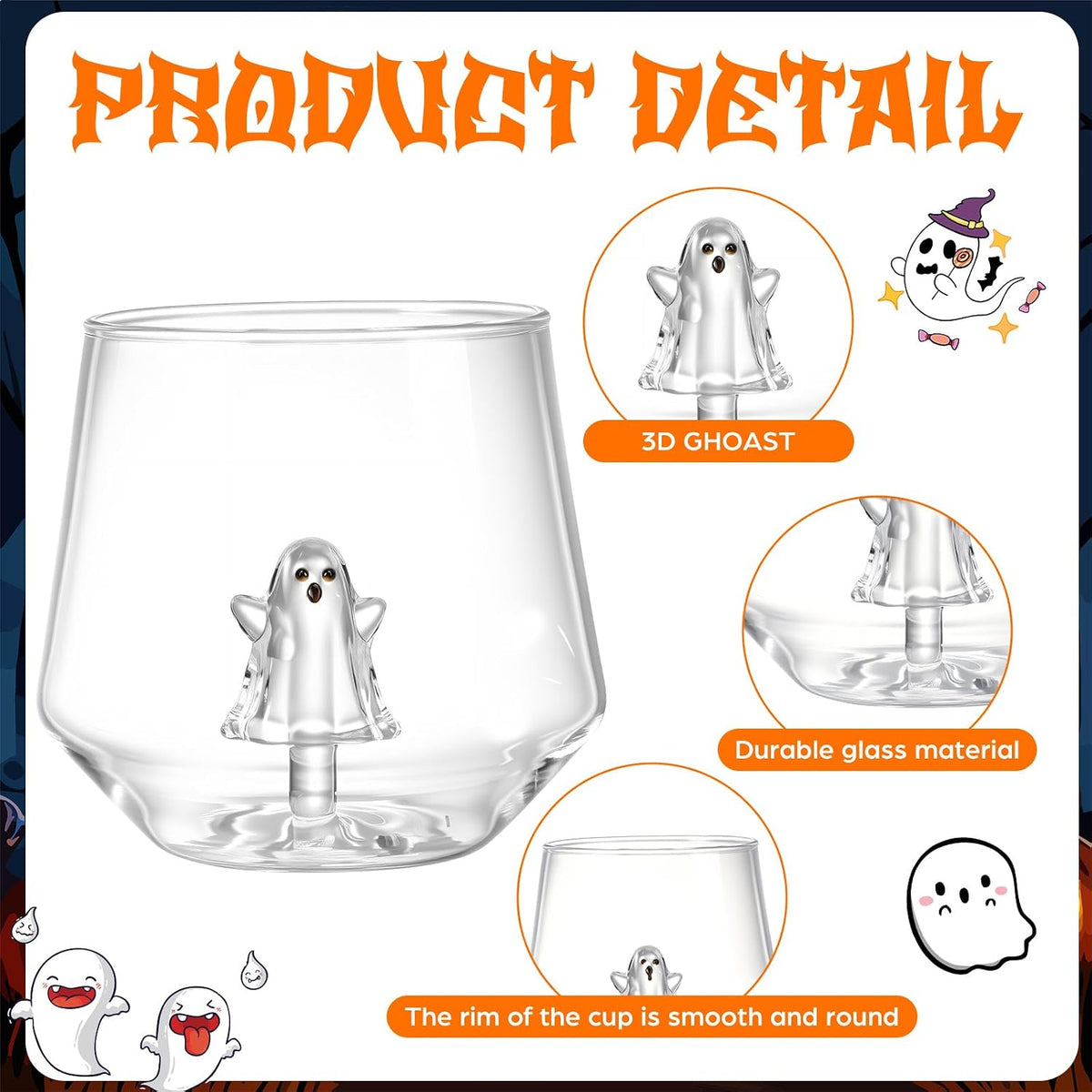 2 Pcs Halloween Wine Glass 12oz