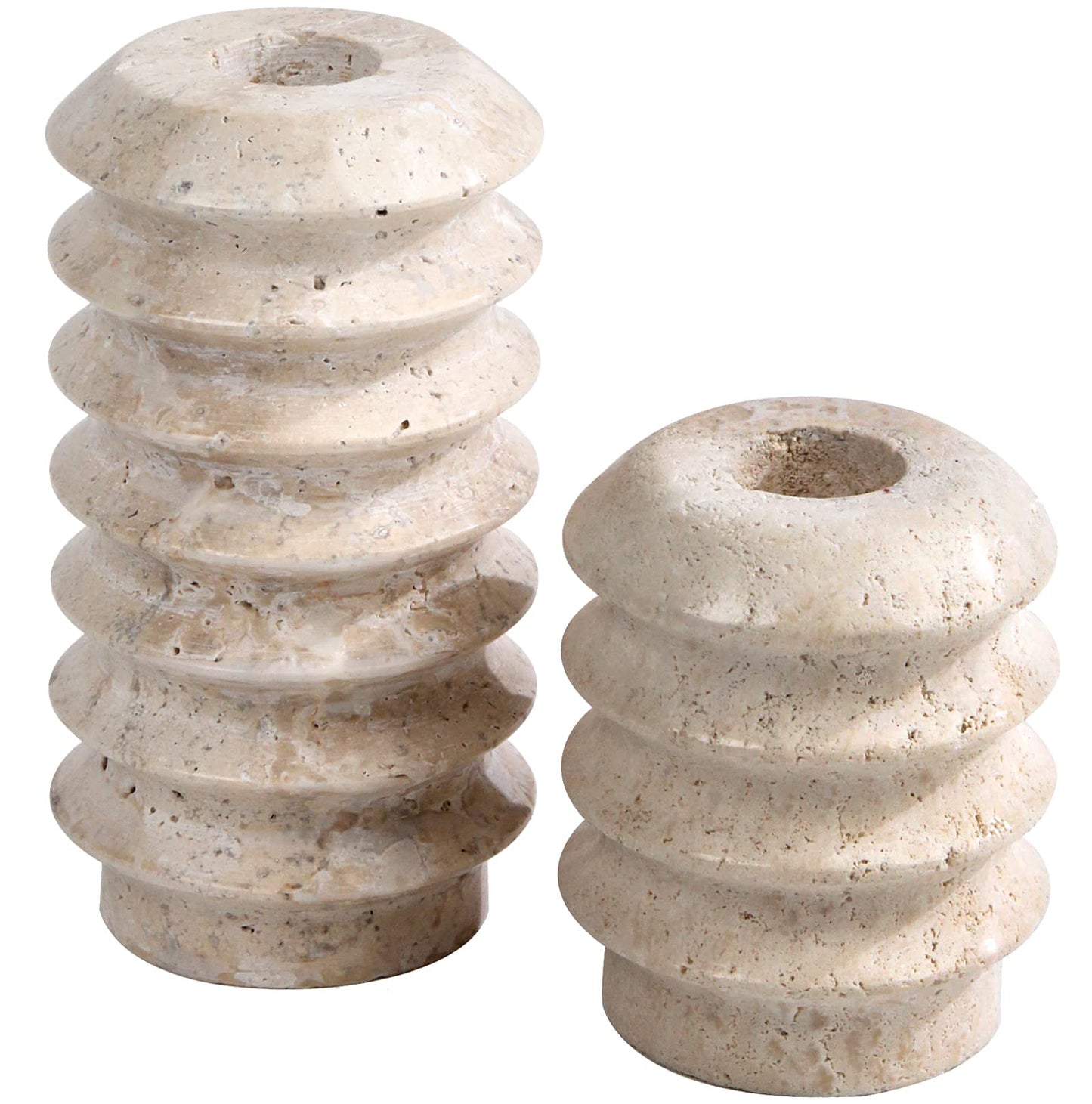 Marble Candlestick Holders, Set of 2 Natural Stone