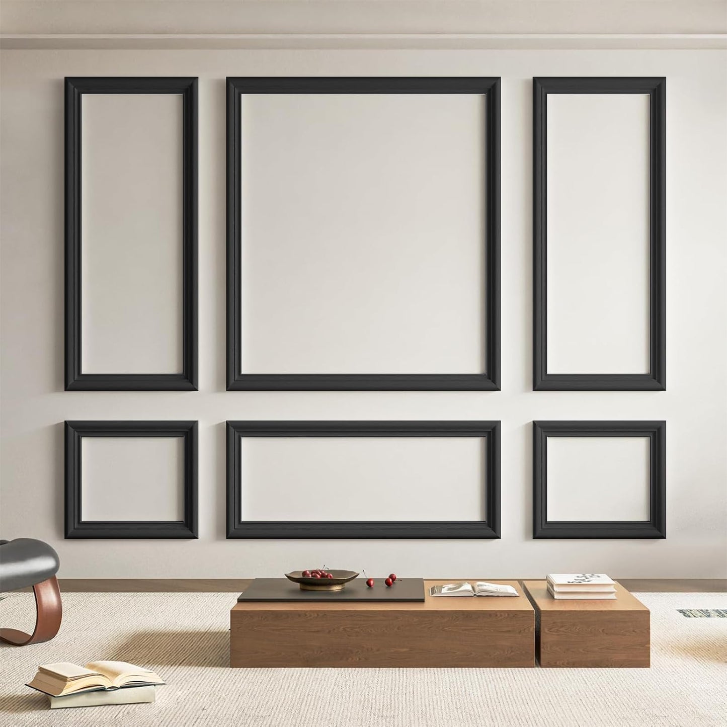 Pre-Cut Wall Molding Set of 6 pcs, Ready-to-Assemble Wainscoting Panels