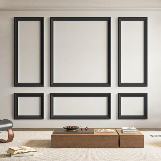 Pre-Cut Wall Molding Set of 6 pcs, Ready-to-Assemble Wainscoting Panels