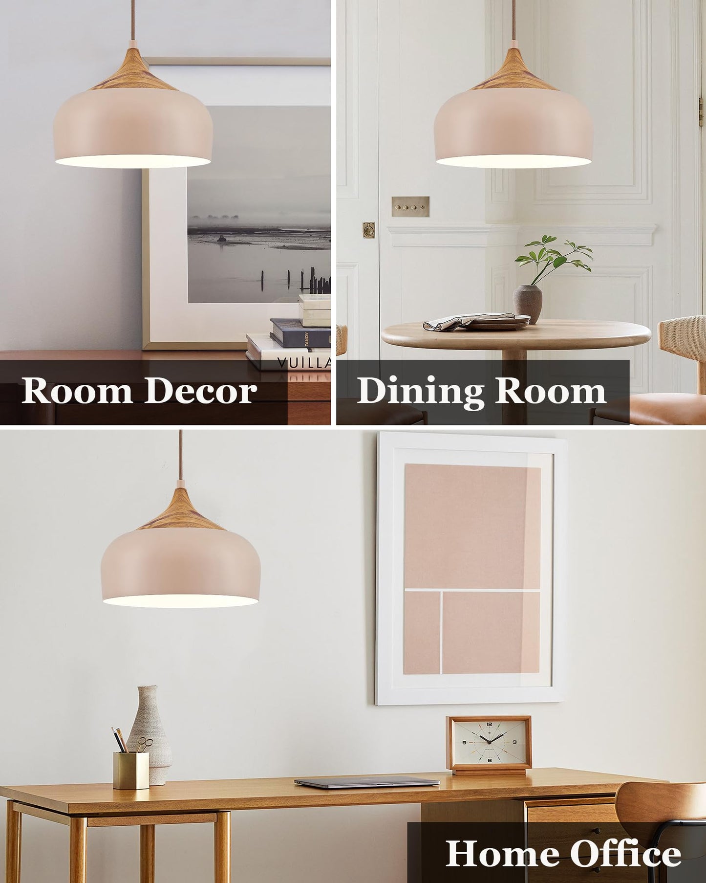 Modern Walnut Wooden Pendant Dome Light