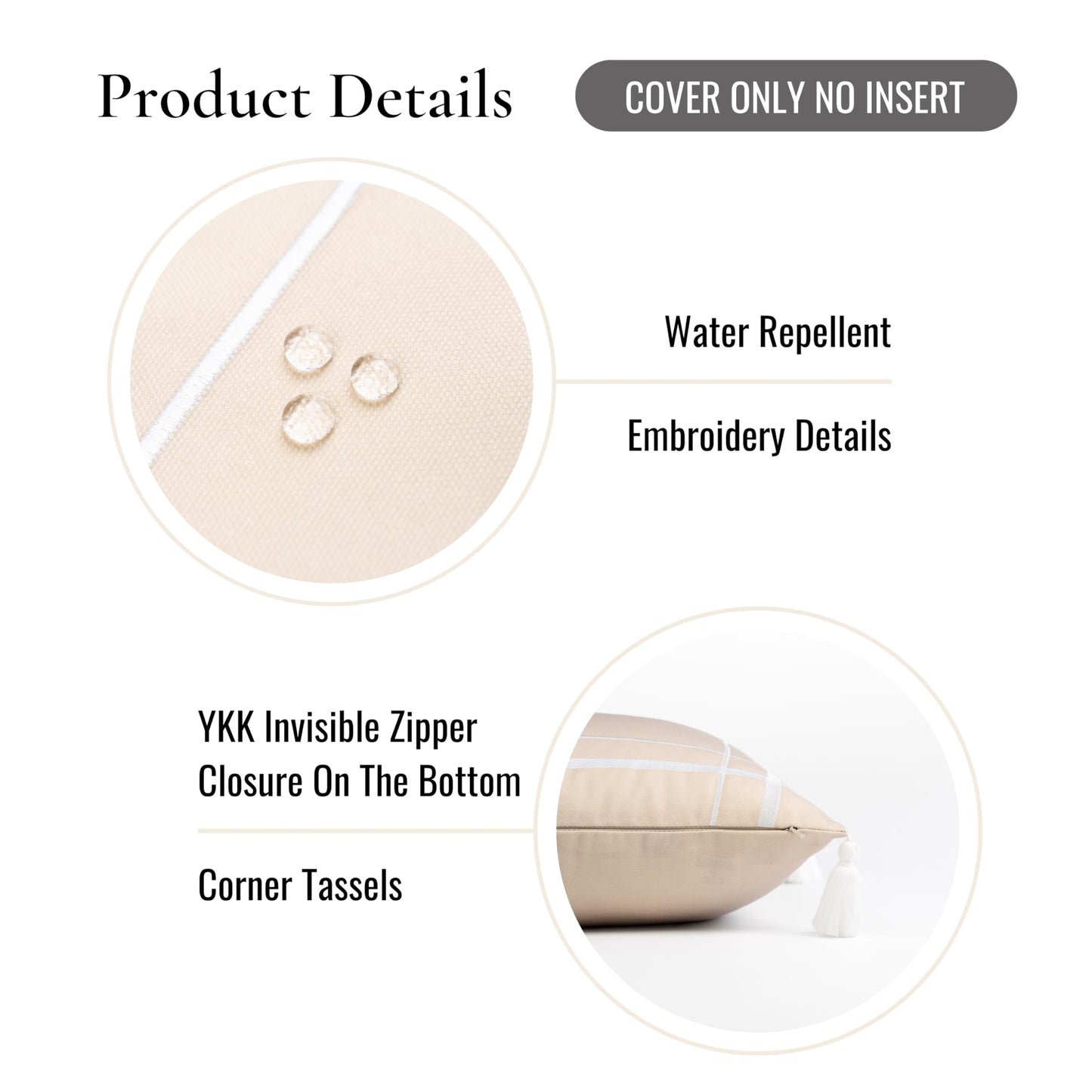 Indoor Outdoor Scalloped Lumbar Pillow Cover 12"x20"