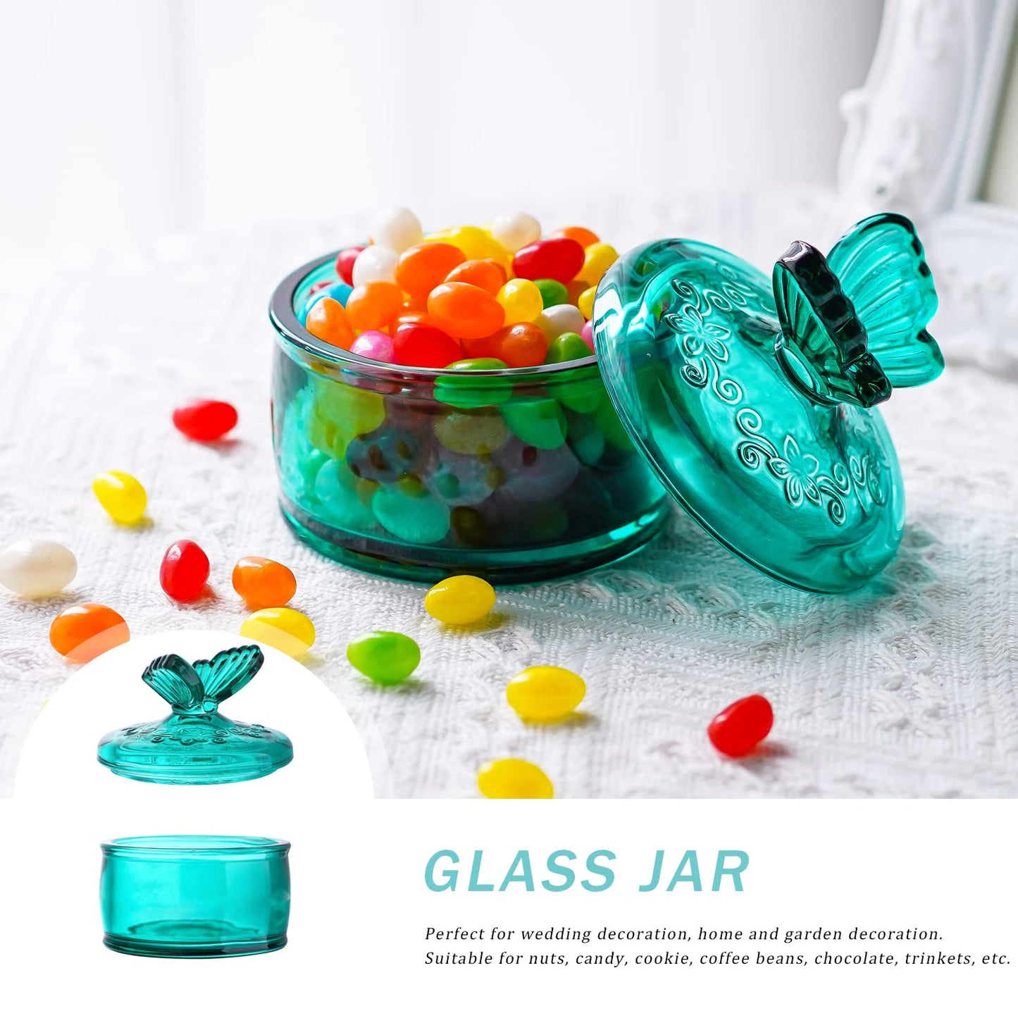 Decorative Embossed Glass Dish with Lid
