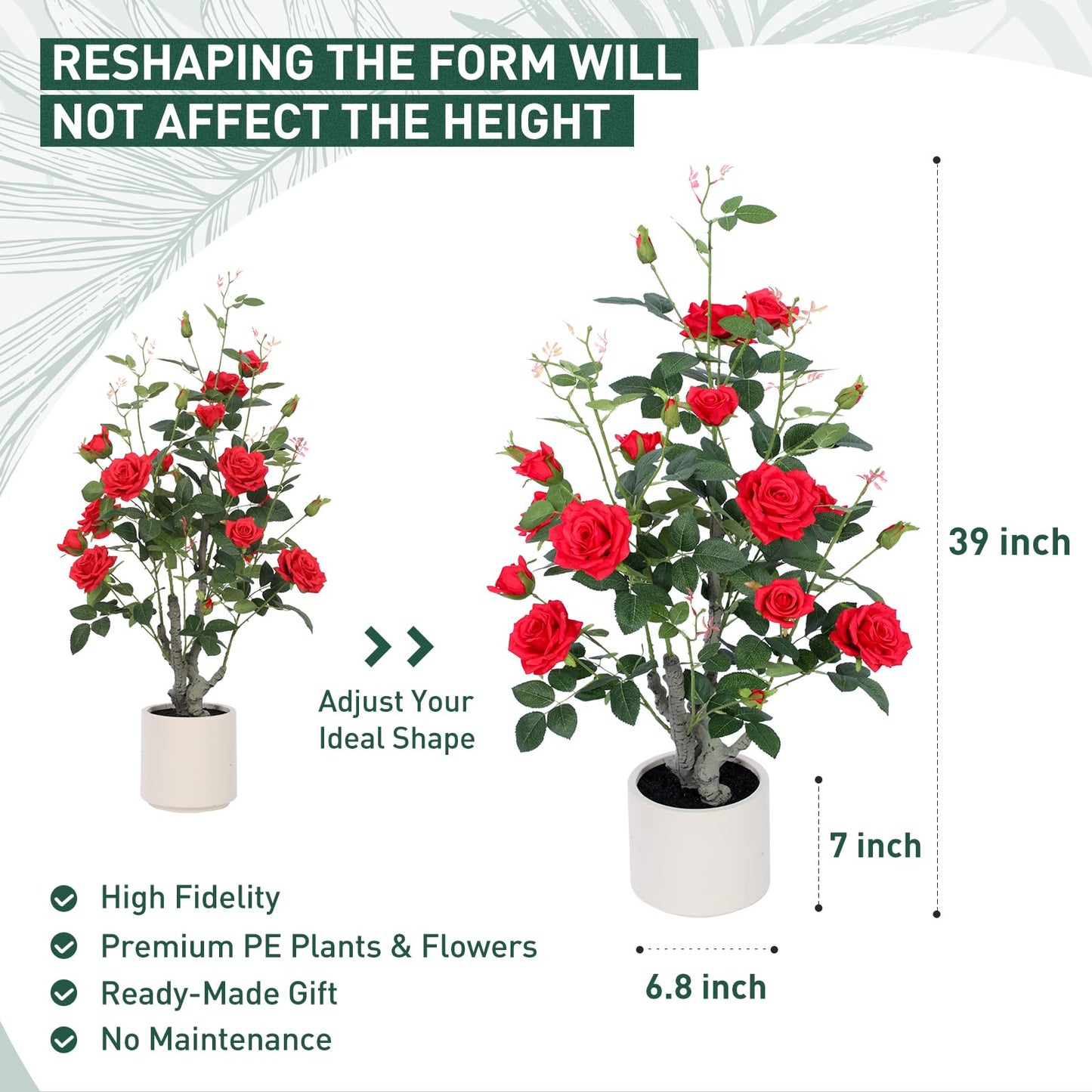 Yepdin 63 inch Artificial Camellia Tree with White Flower Pots - White Fake Tree,5 Ft Faux Plants Indoor wich Blooming,Artificial Plants for Indoor & Outdoor Home Front Door Decor