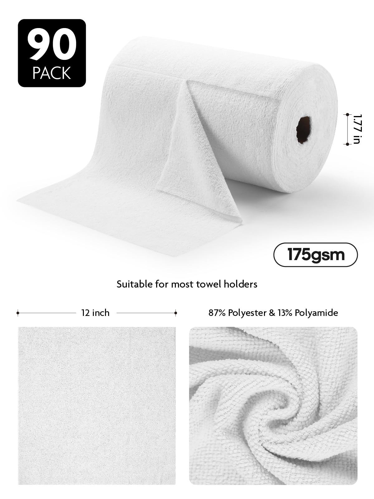 Fantasticlean Microfiber Cleaning Cloth Roll -60 Pack, Tear Away Microfiber Towels, 12" x 12", Reusable, Washable, Scratch Free, Ultra Absorbent Dishcloth for All-Around Cleaning (Beige & Tan)