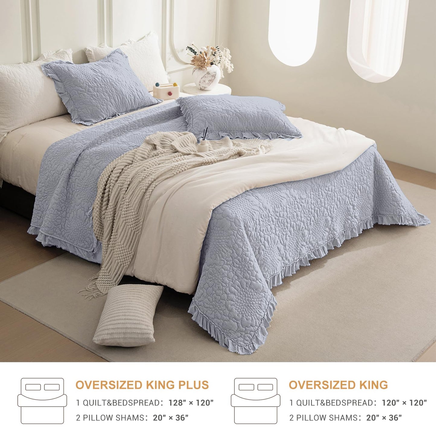 Cotton Oversized Quilt Bedspread Set