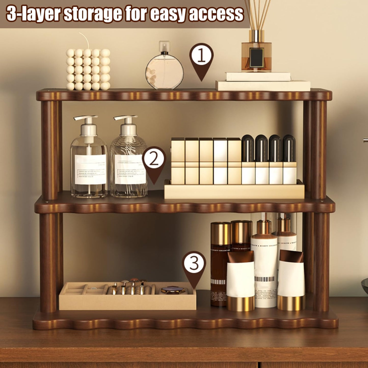 Wooden Mug Holder Countertop Cabinet