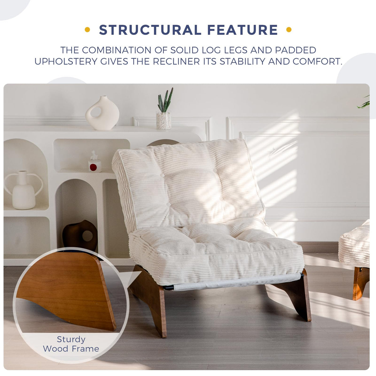 Lounge Chair with Ottoman and with Adjustable Backrest