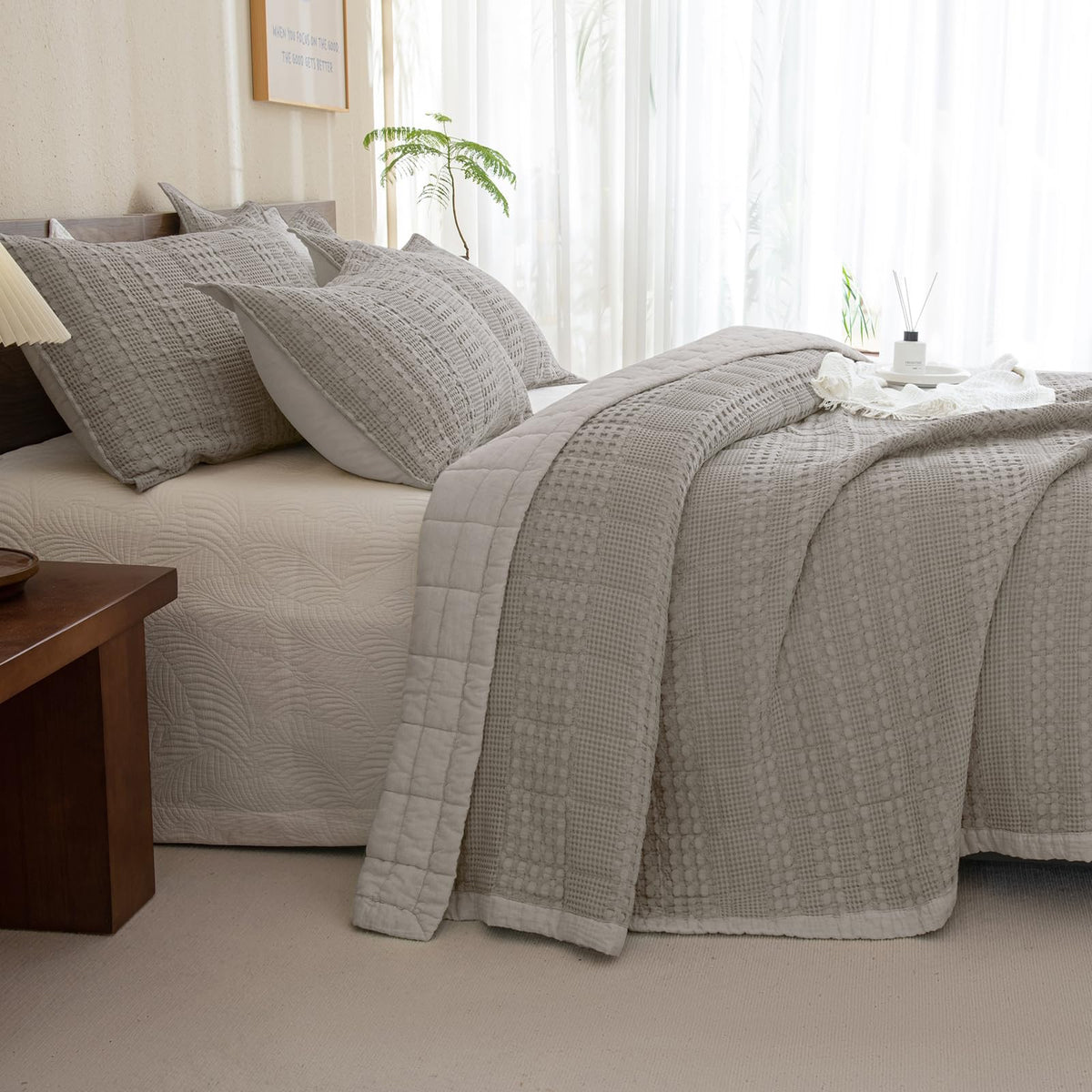 Oversized Waffle Weave Lightweight Coverlets_3 Pieces