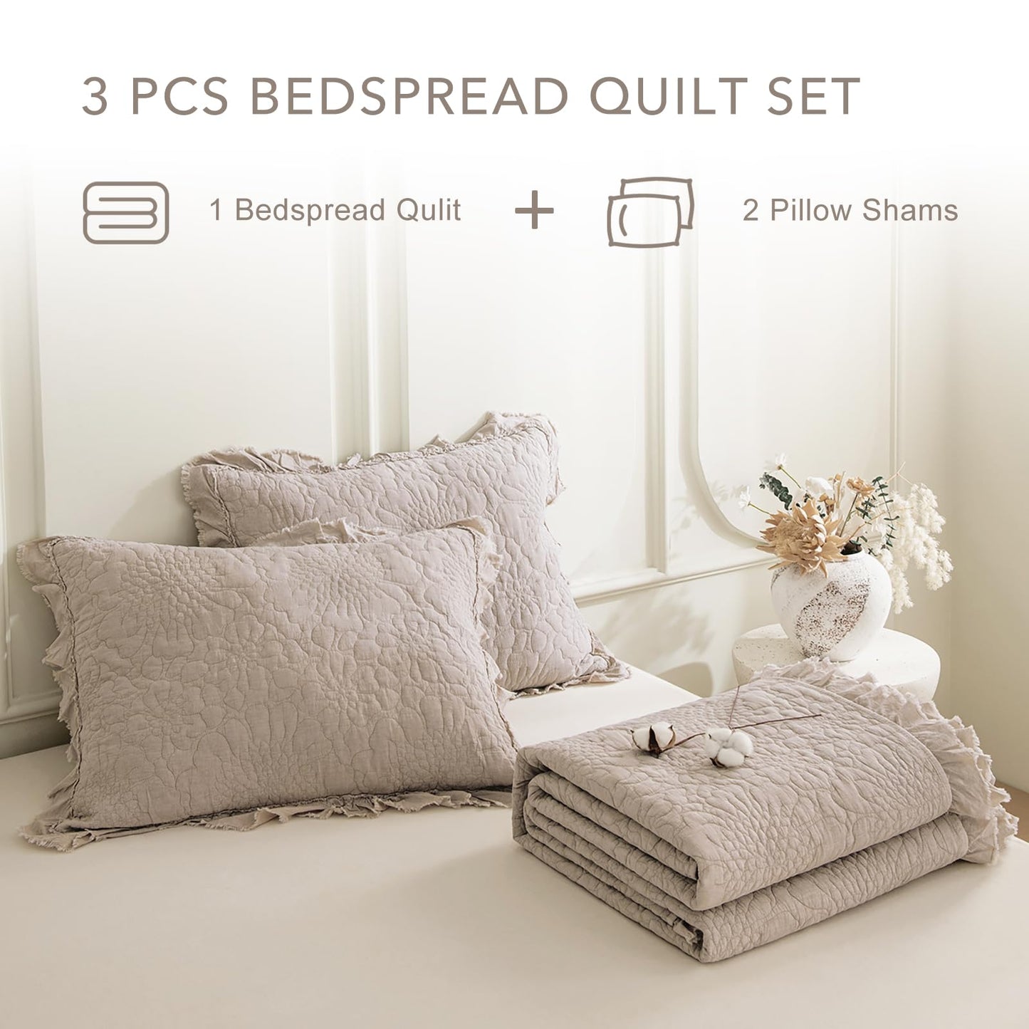 Cotton Oversized Quilt Bedspread Set