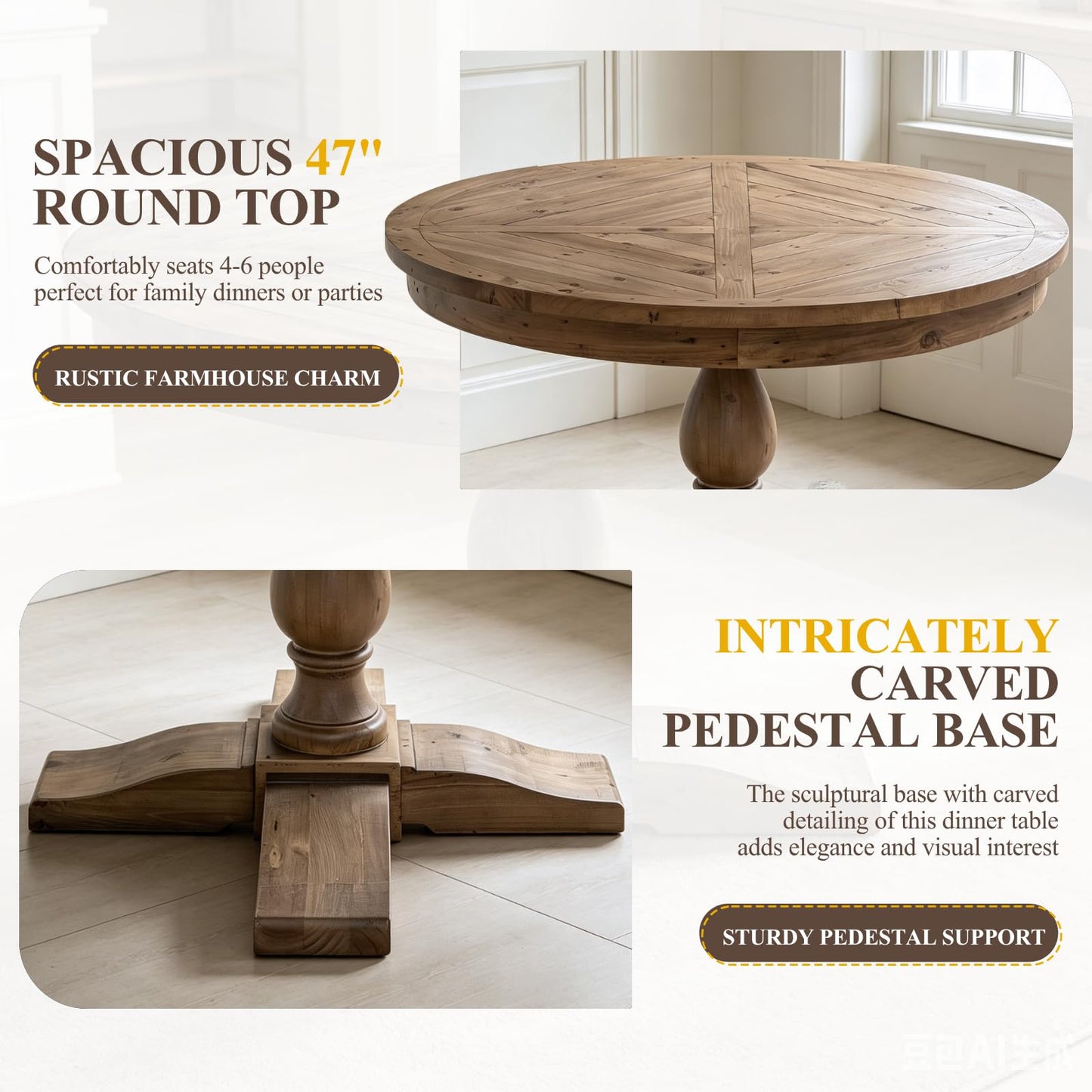60" Round Dining Kitchen Table