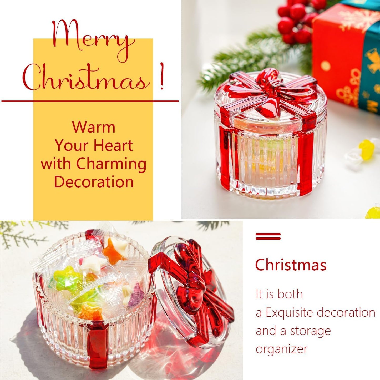 Decorative Embossed Glass Dish with Lid