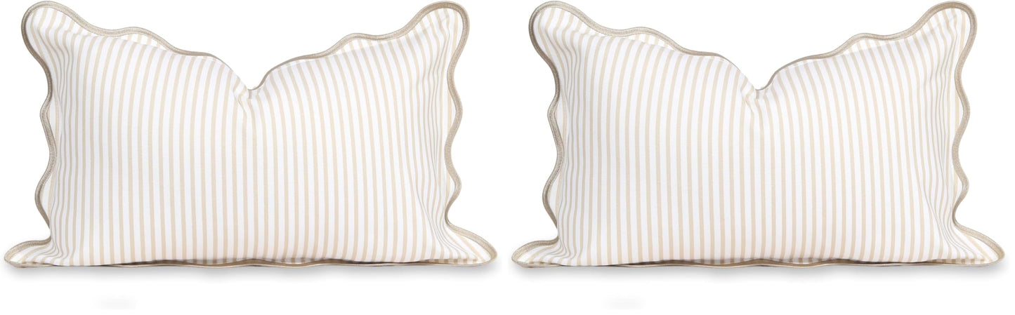 Indoor Outdoor Scalloped Lumbar Pillow Cover 12"x20"