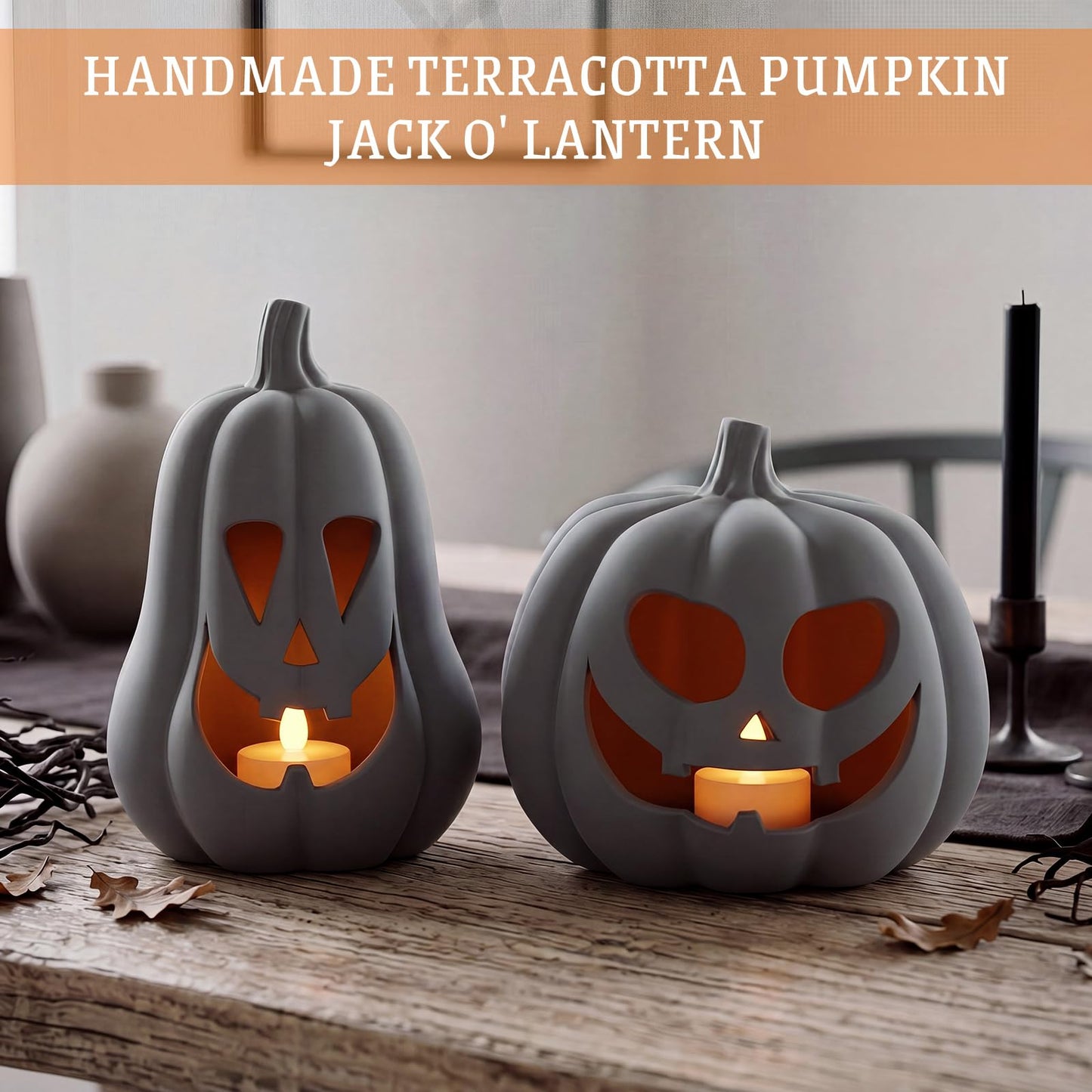 2 Pack Fall Terracotta Pumpkins