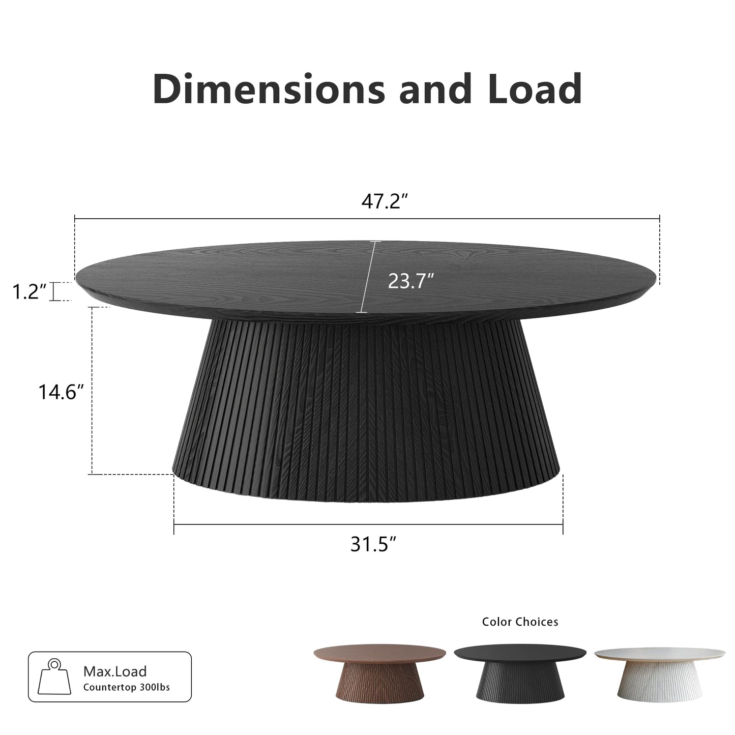 win2win Oval Coffee Table, Mid Century Modern Coffee Table with Fluted Design, Small Funky Tea Table with Wood Grain Veneer, Minimalist Center Table for Living Room, Apartment, Office, Walnut