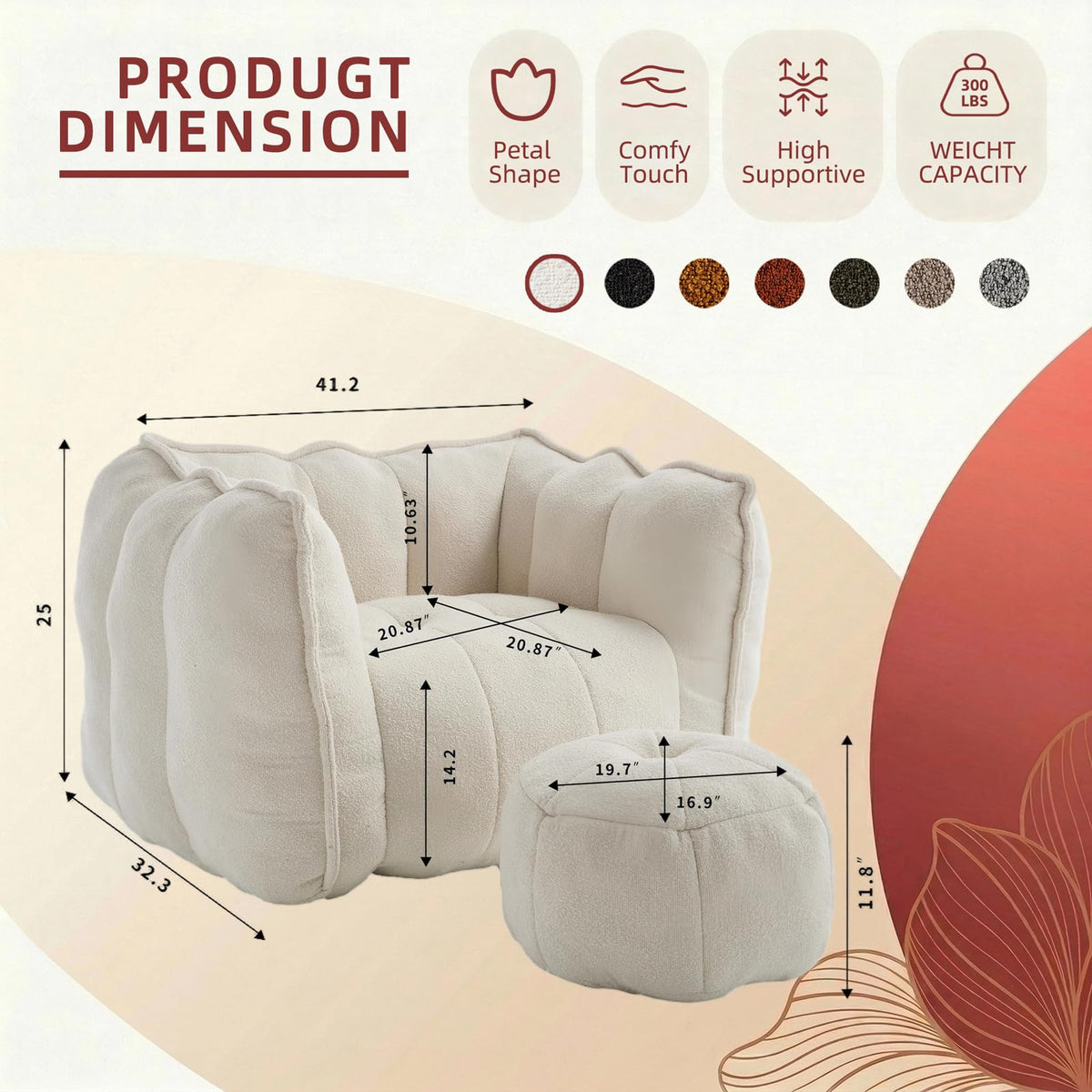 Bean Bag Couch with Ottoman