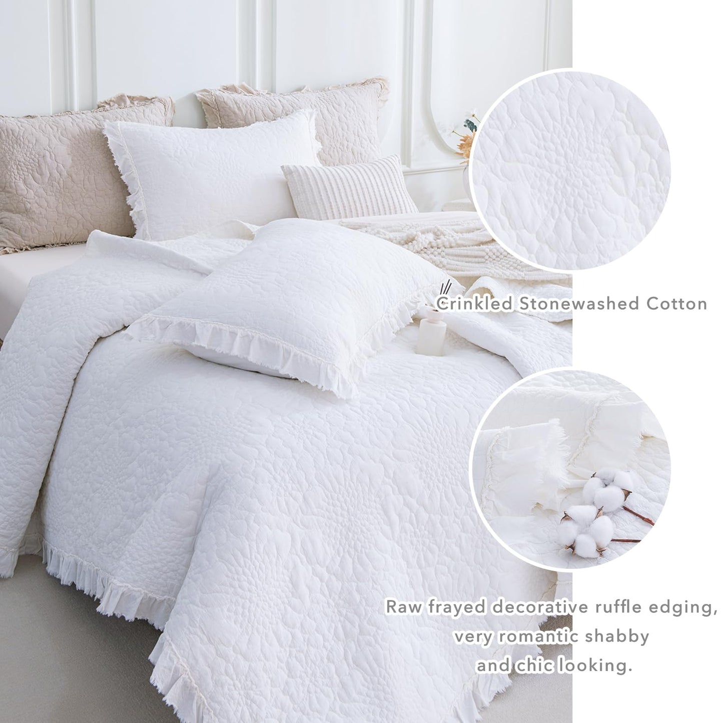 Cotton Oversized Quilt Bedspread Set