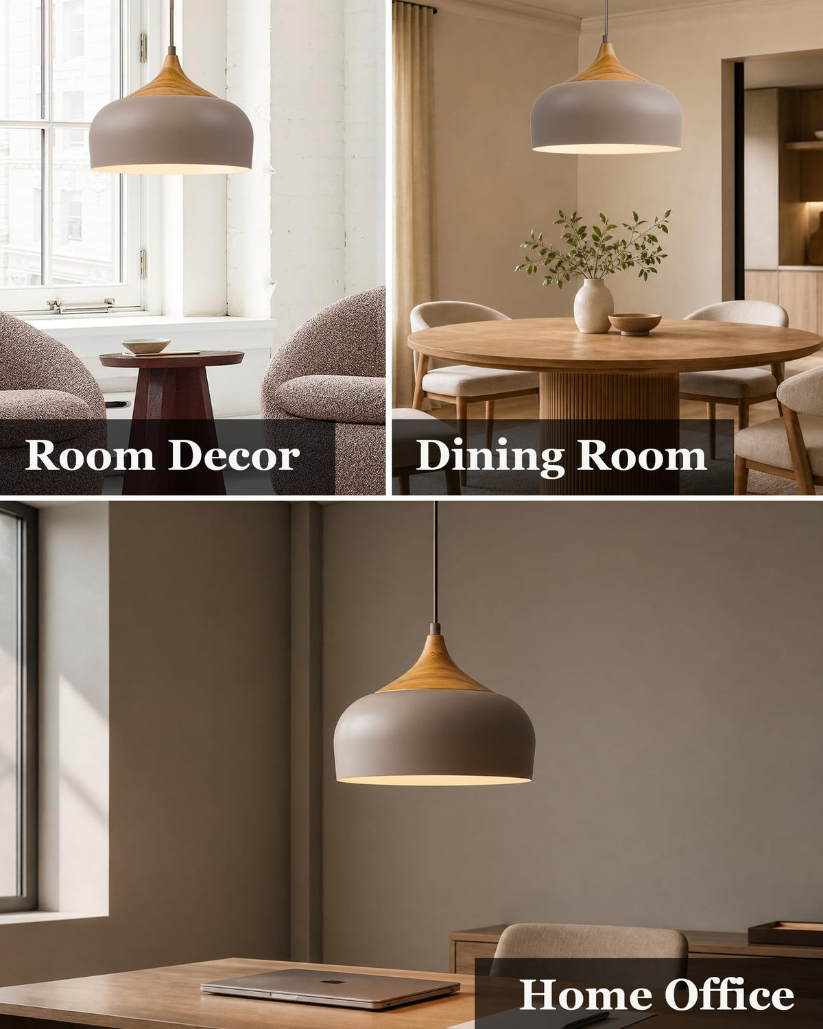 Modern Walnut Wooden Pendant Dome Light