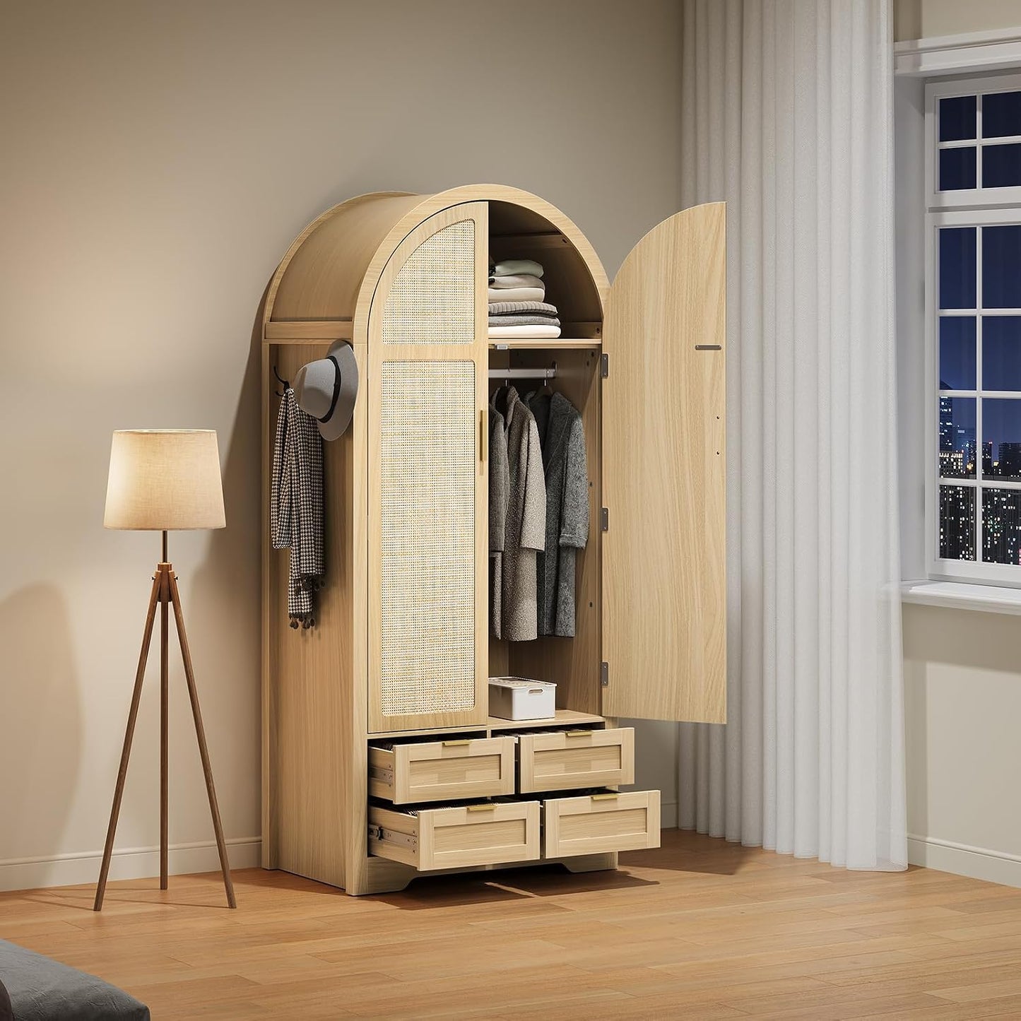 Armoire Wardrobe Closet with 4 Drawers