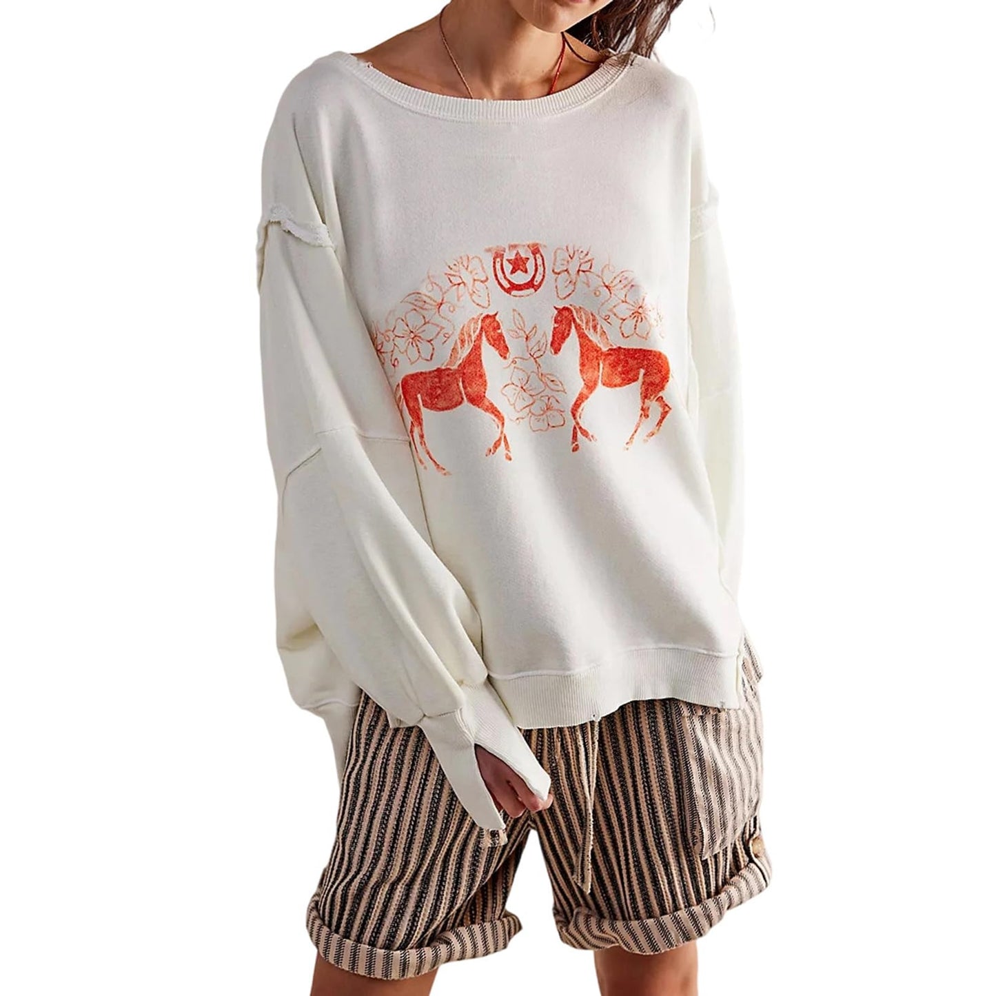 Womens Vintage Oversized Graphic Cute Crewneck Sweatshirt Y2k Loose Fit Aesthetic Retro Pullover Going Out Tops