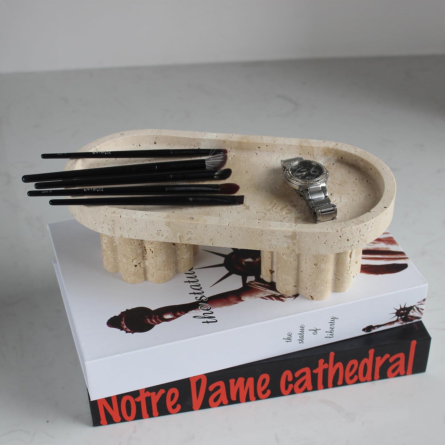 Natural Travertine Marble Oval Tray