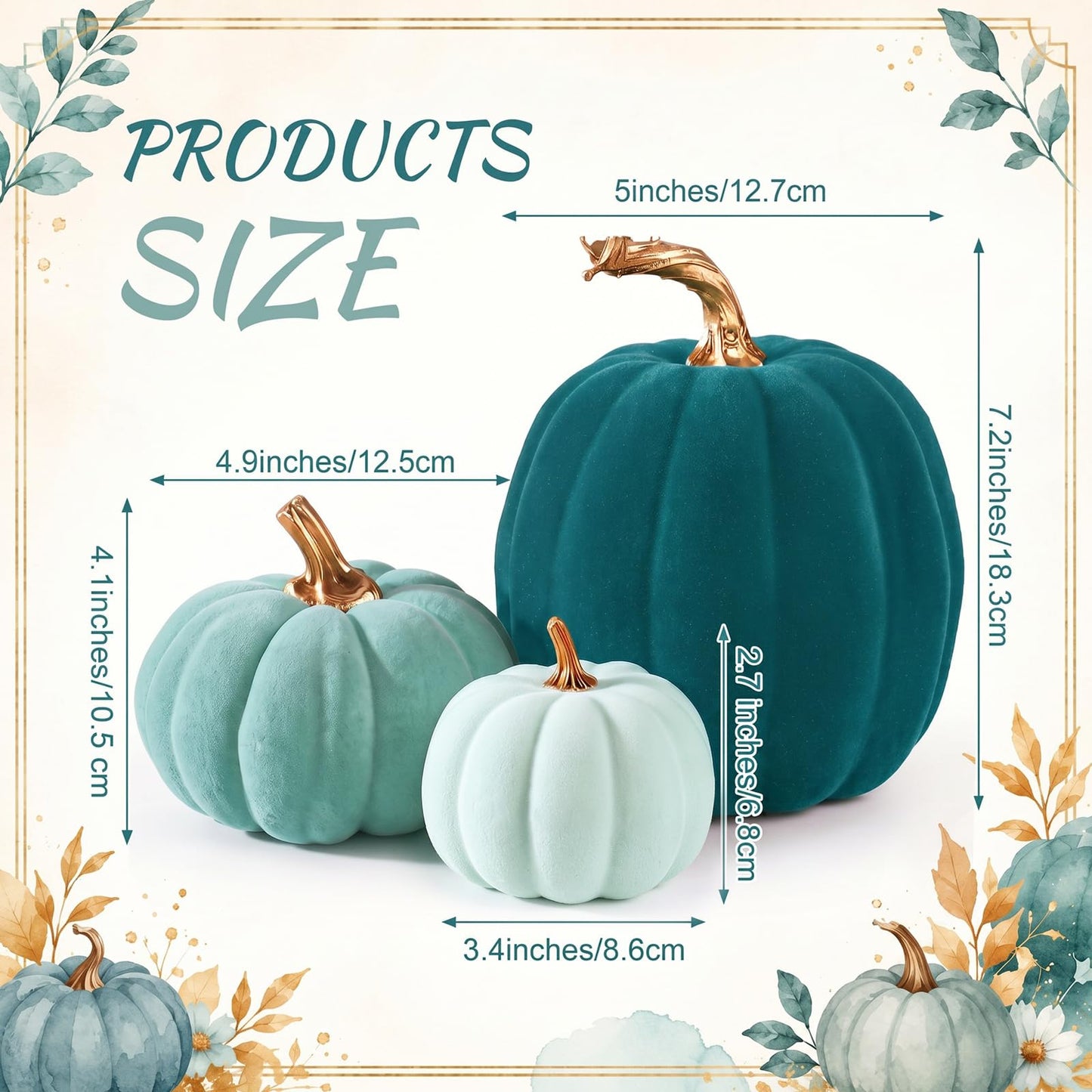 3 Pcs Velvet Pumpkin Decor