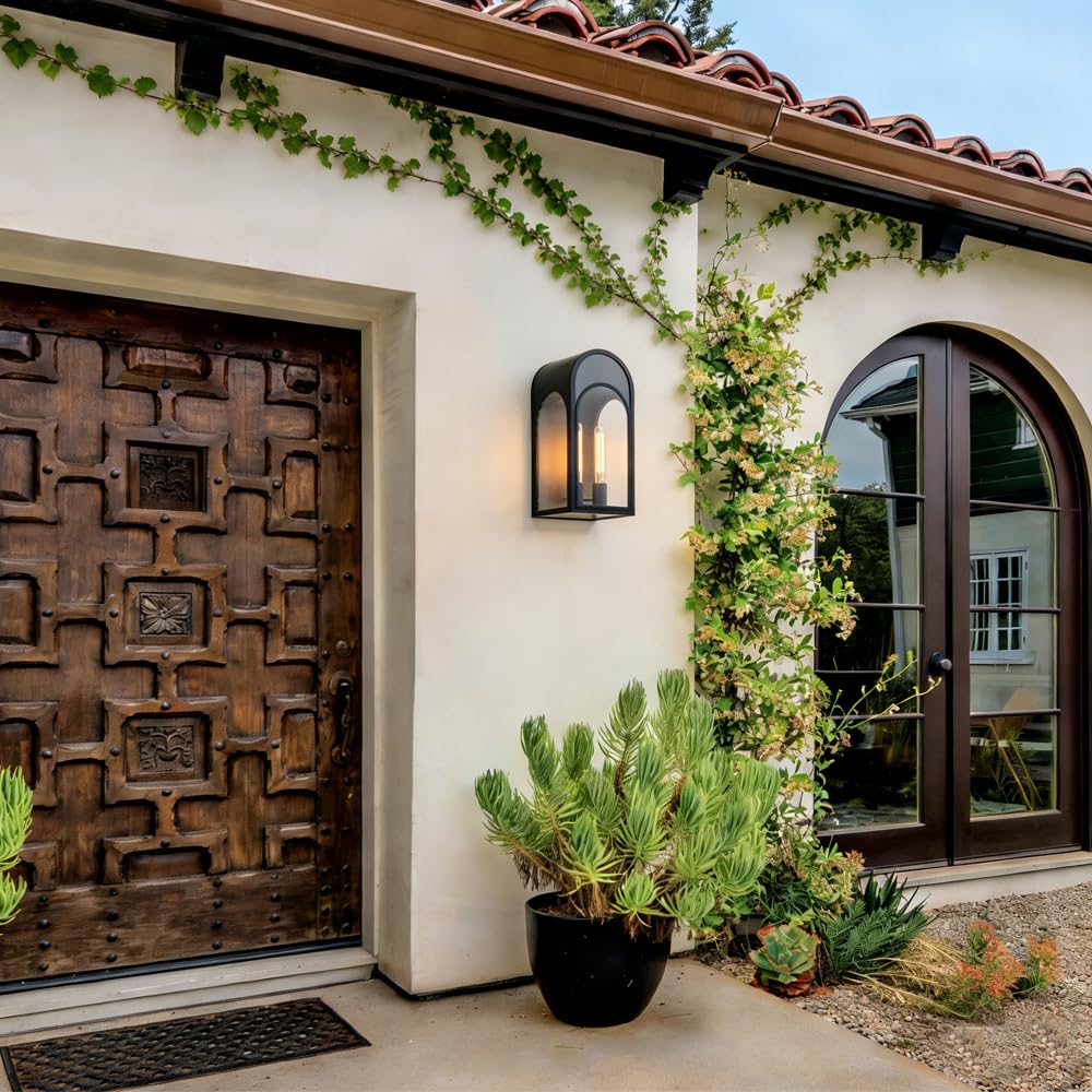 Large Outdoor Wall Lanterns Lights, Modern Wall Sconce with Clear Glass