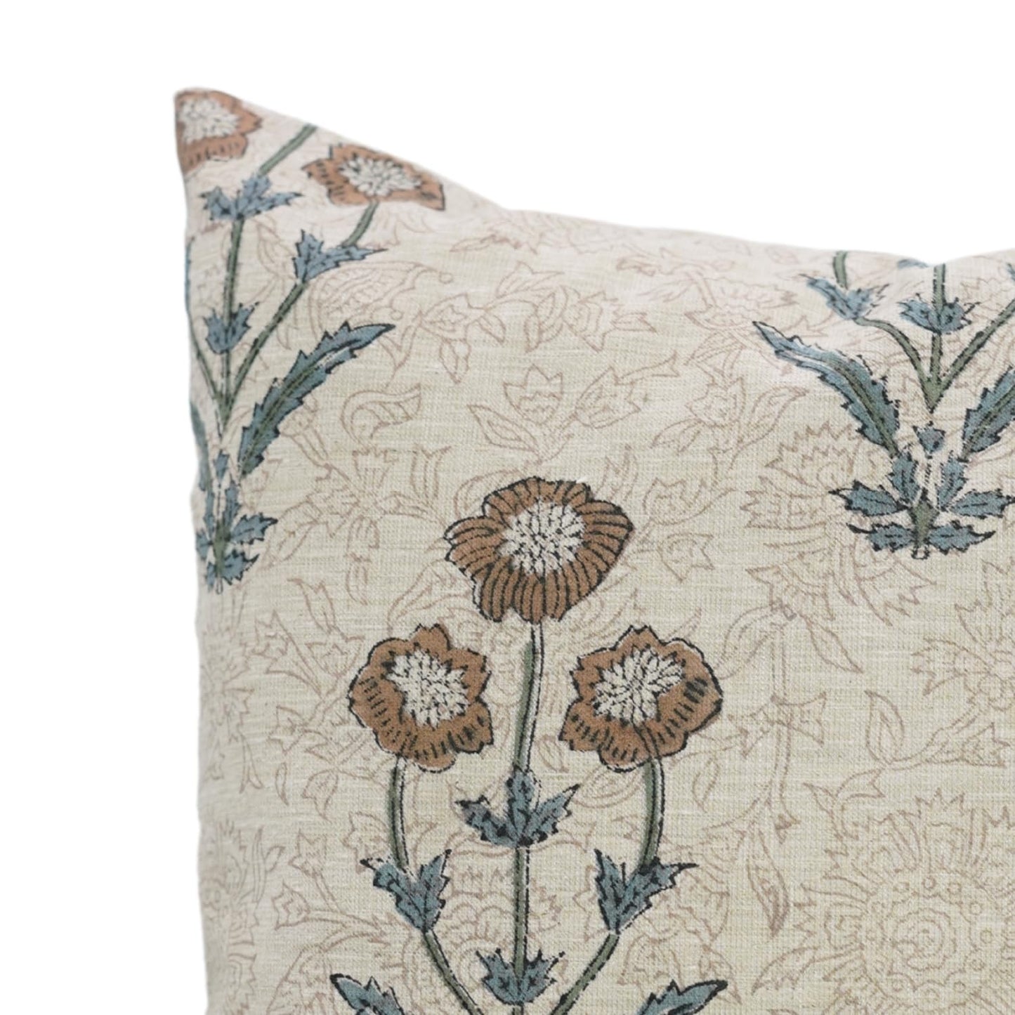 Floral Print Thick Linen 18x18 Inch Throw Pillowcase