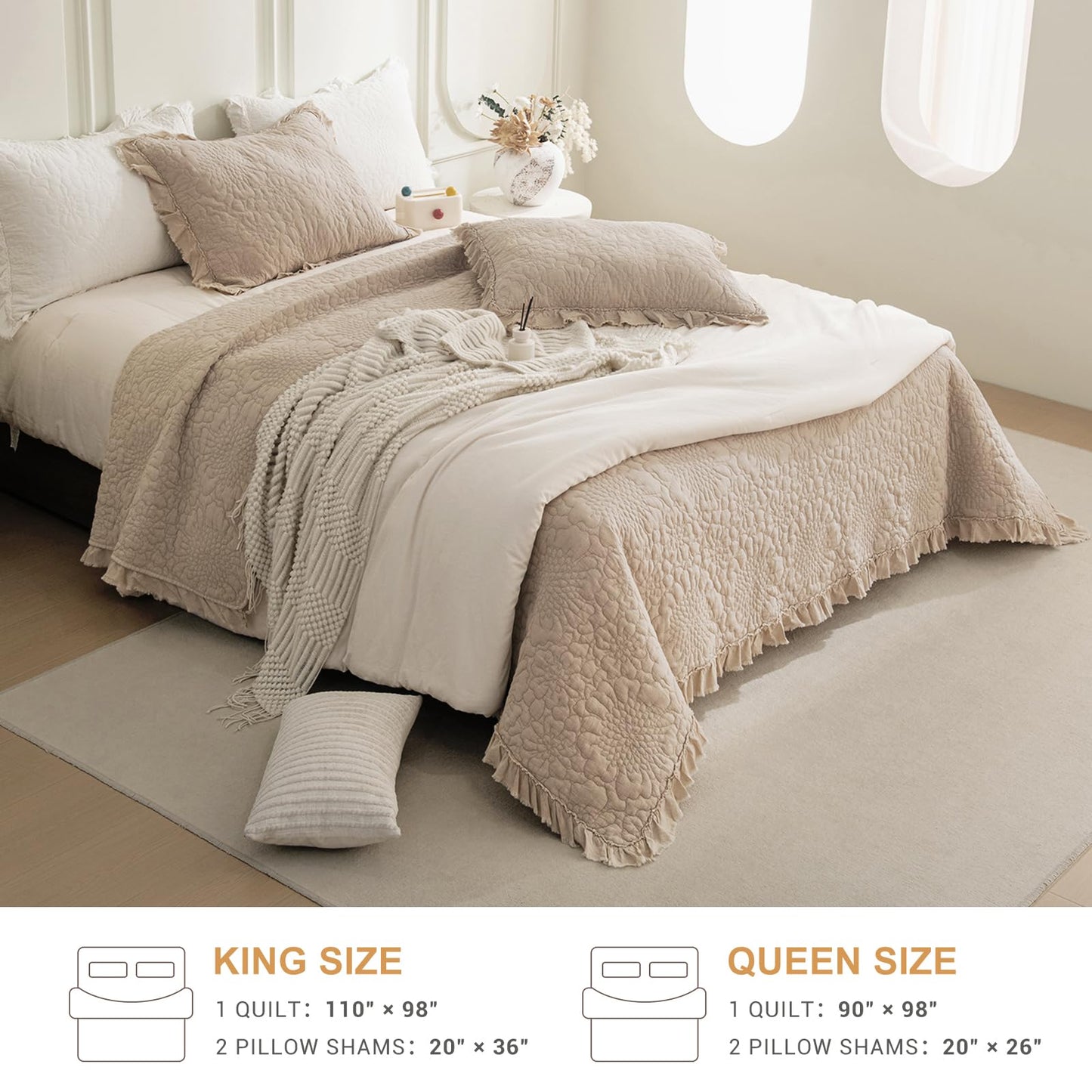 Cotton Oversized Quilt Bedspread Set