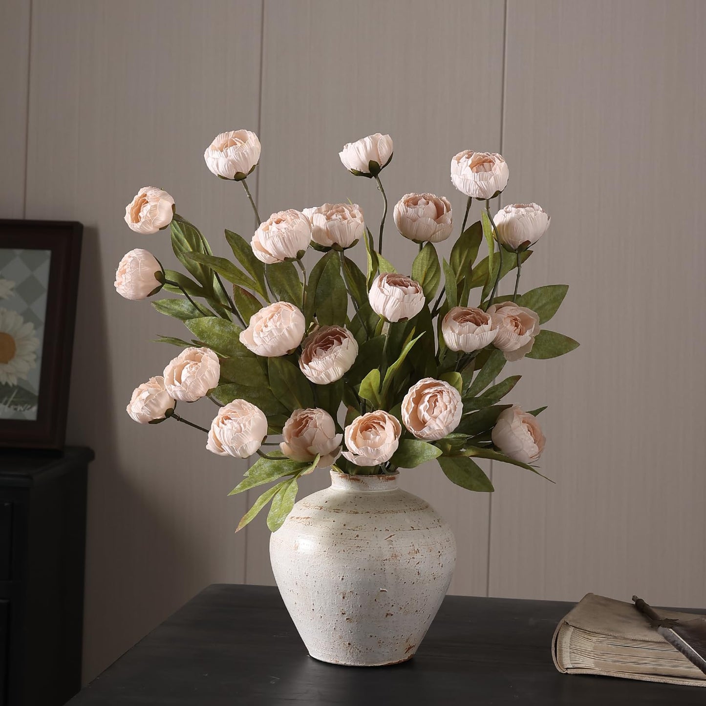 6 Pcs Faux Silk Peony Artificial Flowers 27" Stems