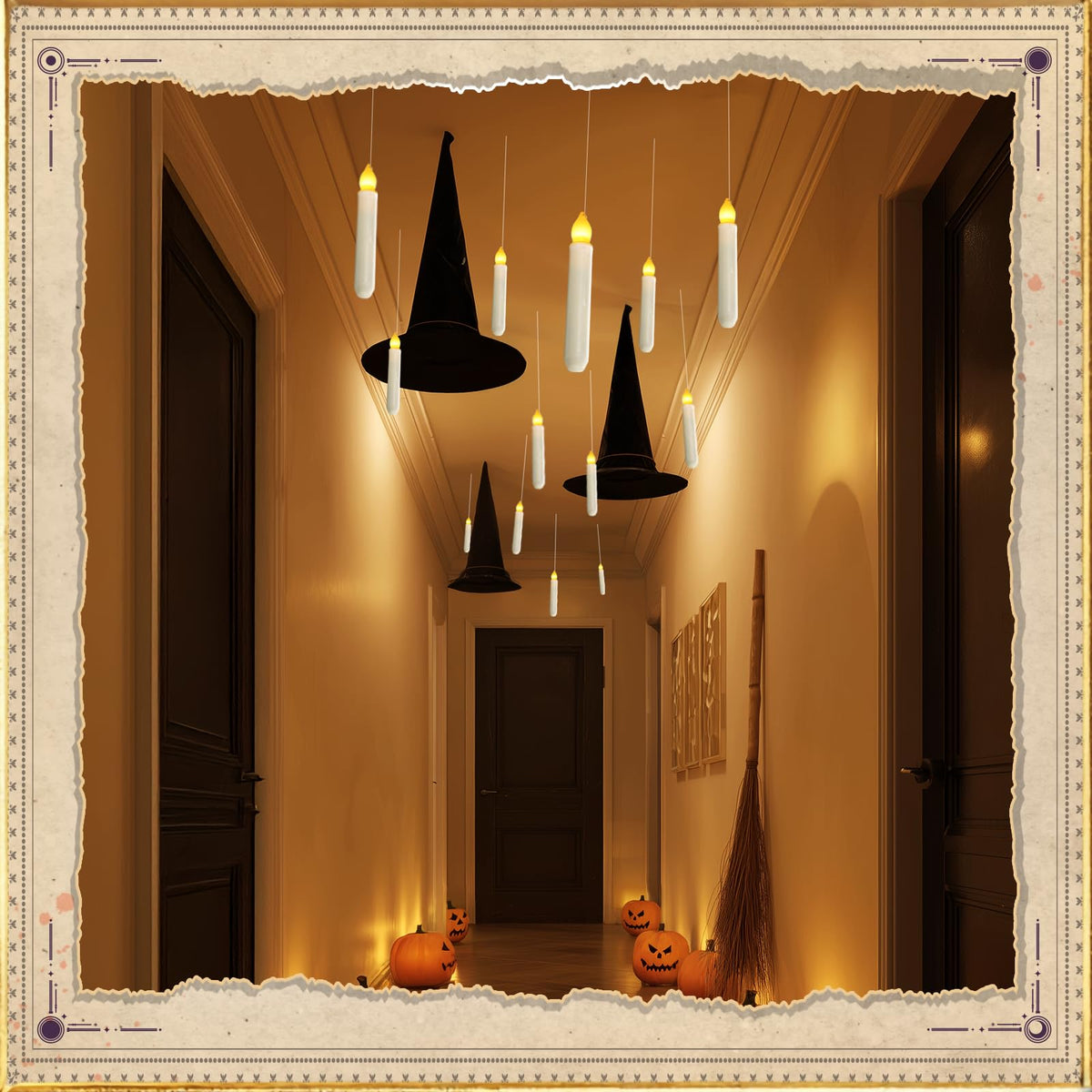 12 Pcs Floating Candle with Wand Remote