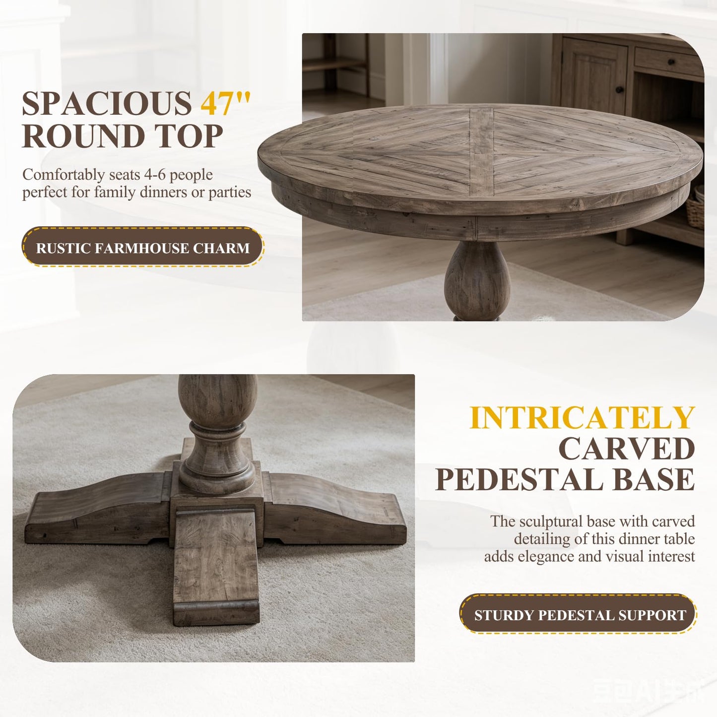 60" Round Dining Kitchen Table