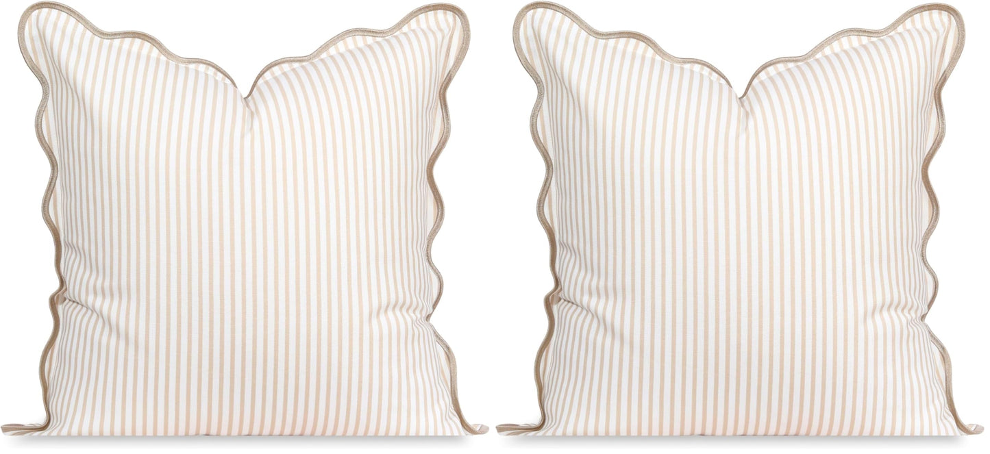Indoor Outdoor Scalloped Lumbar Pillow Cover 12"x20"