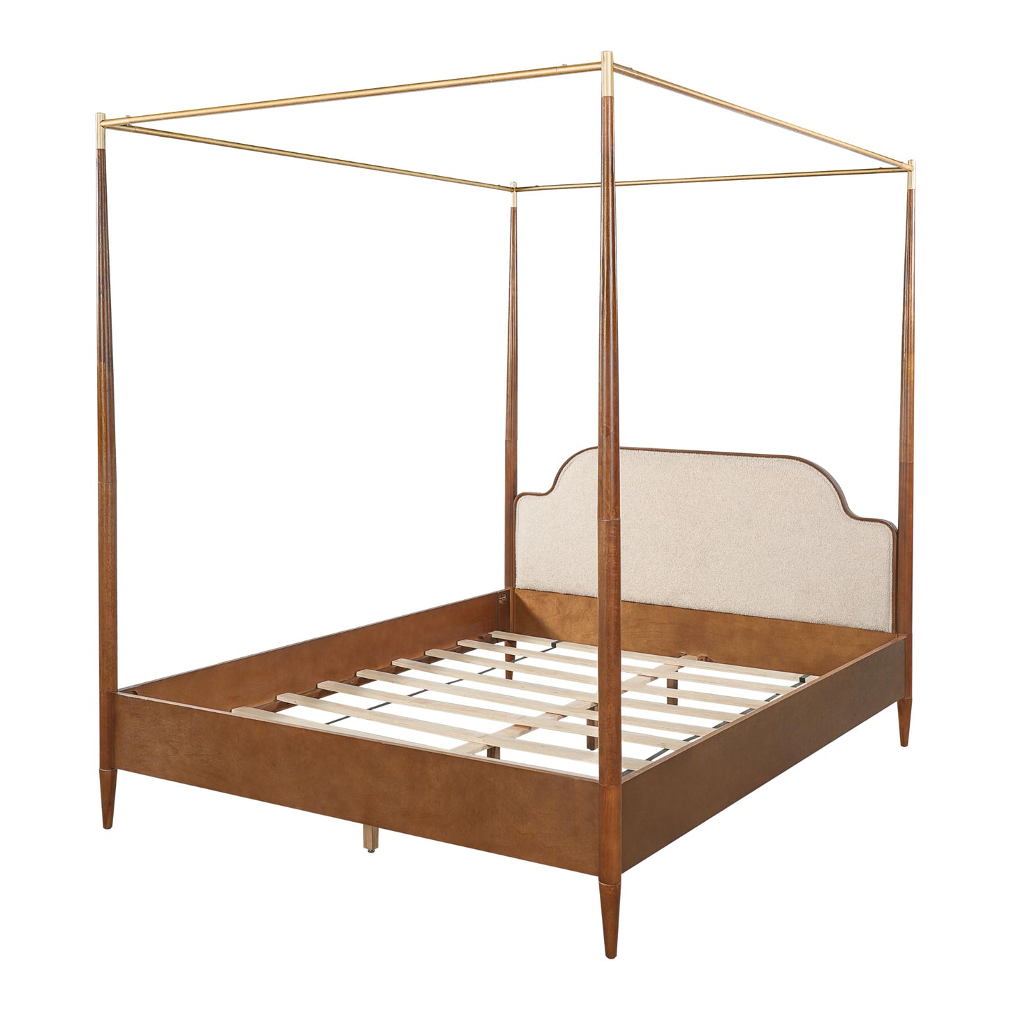 Vintage Upholstered 4-Poster Canopy Bed
