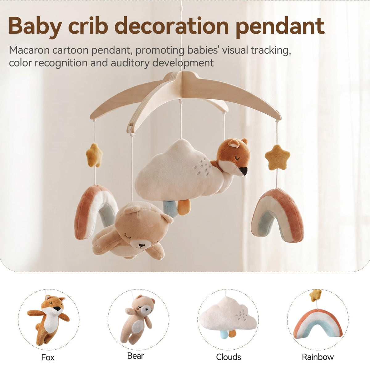 Plush Safari Animal Baby Mobile for Crib