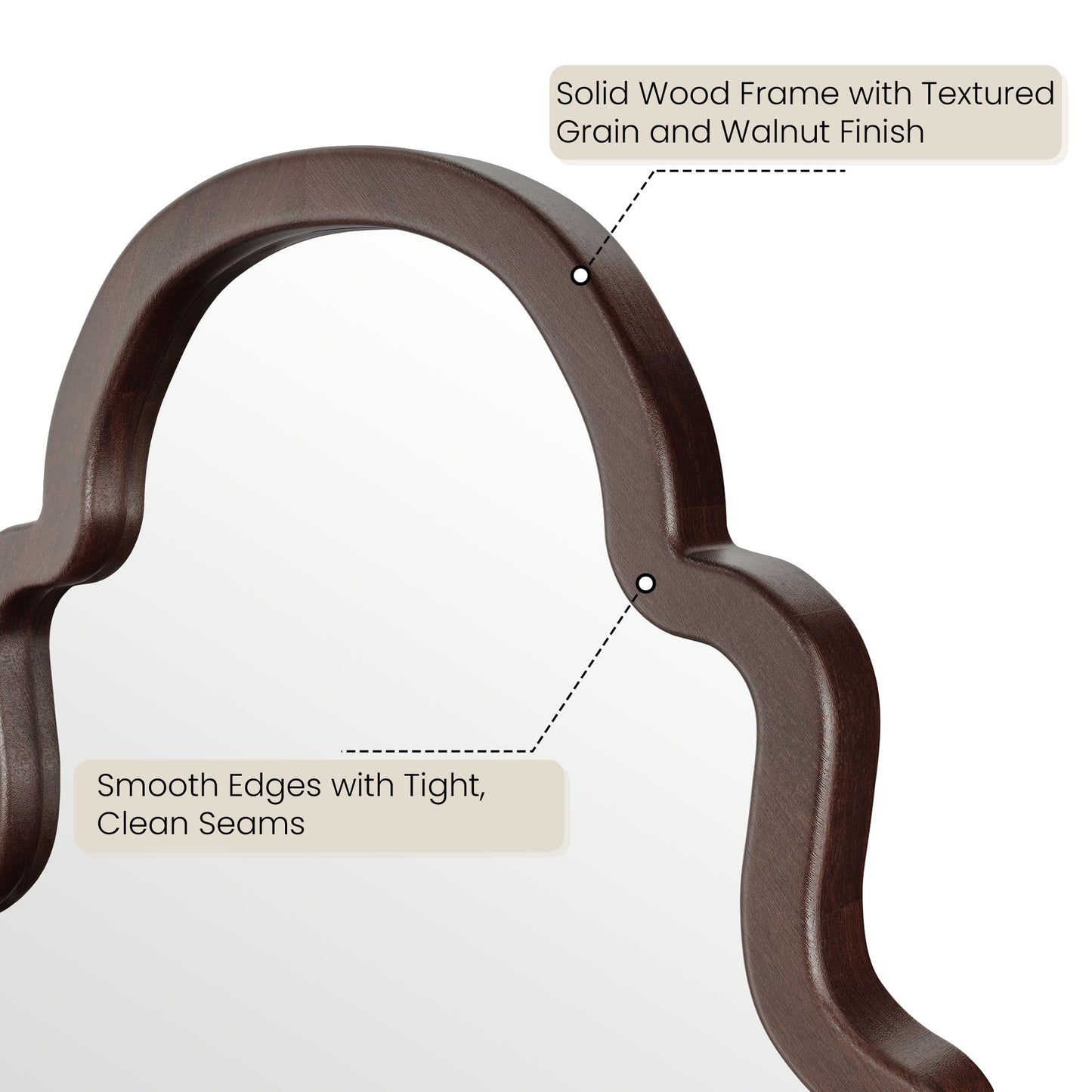 Solid Wood Walnut Arched Mirror