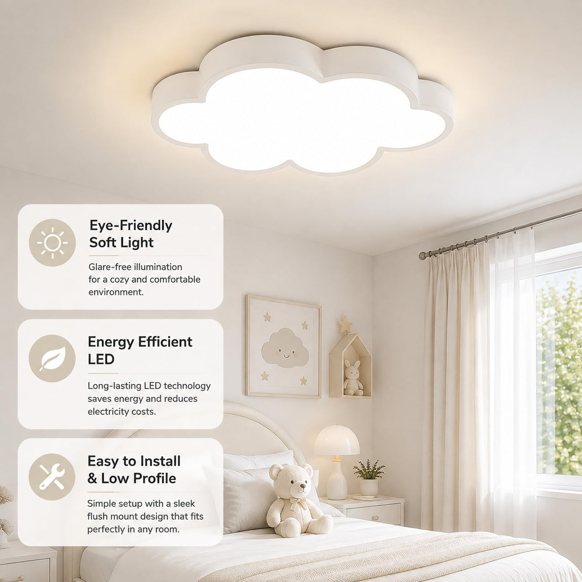 Cloud Shape Led Ceiling Light, with Remote Control