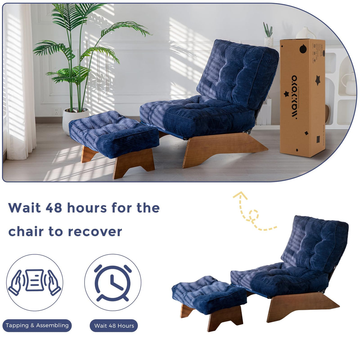 Lounge Chair with Ottoman and with Adjustable Backrest