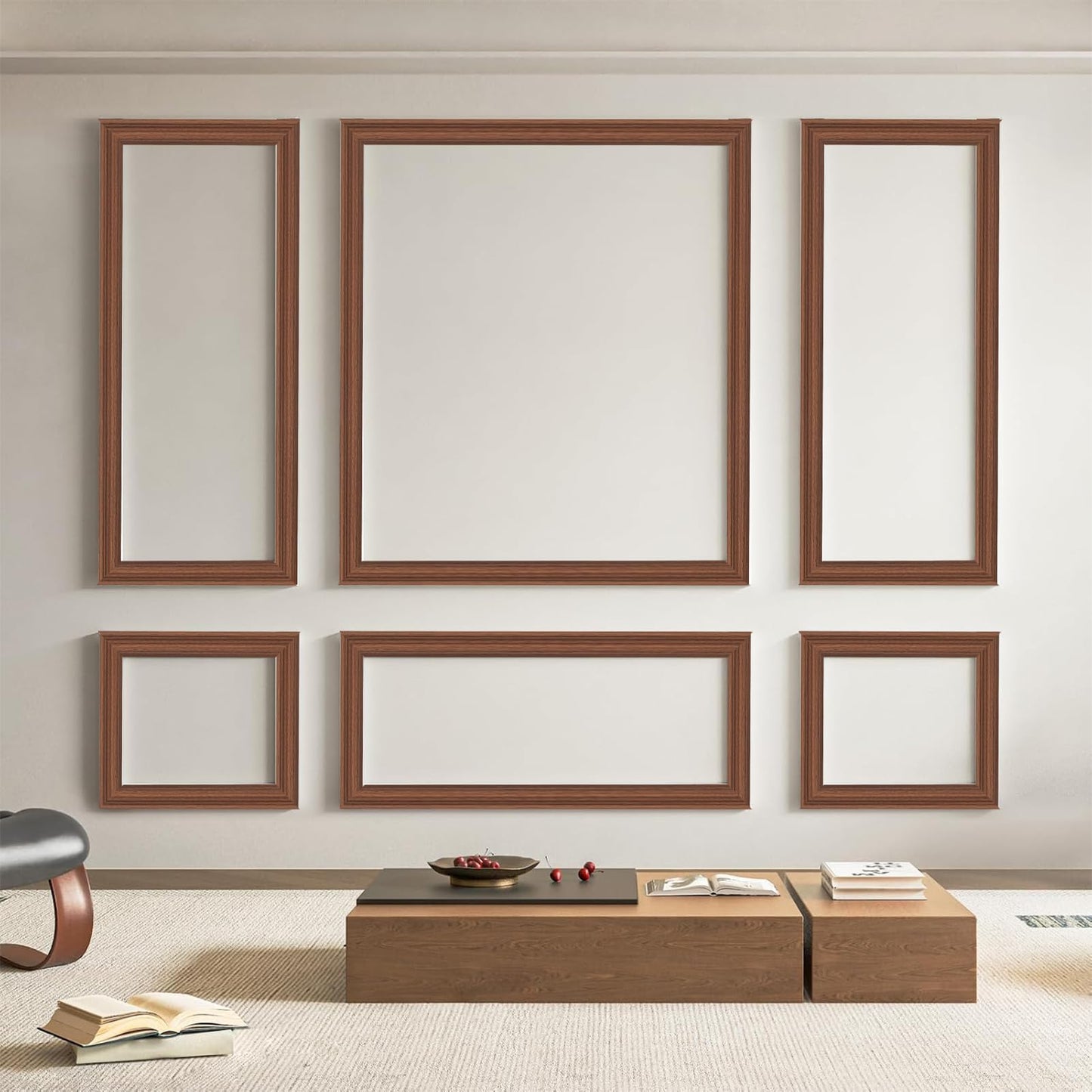 Pre-Cut Wall Molding Set of 6 pcs, Ready-to-Assemble Wainscoting Panels