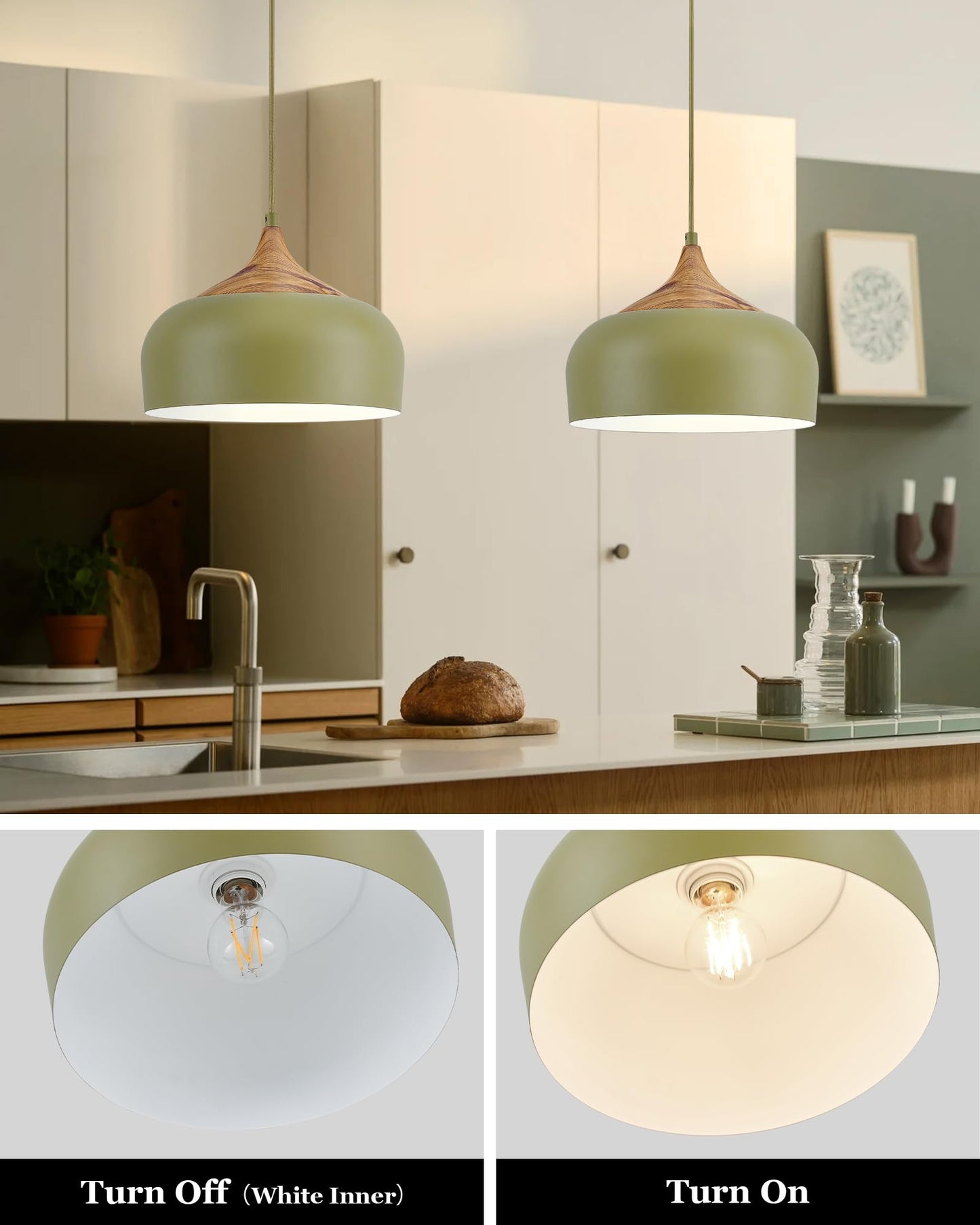 Modern Walnut Wooden Pendant Dome Light