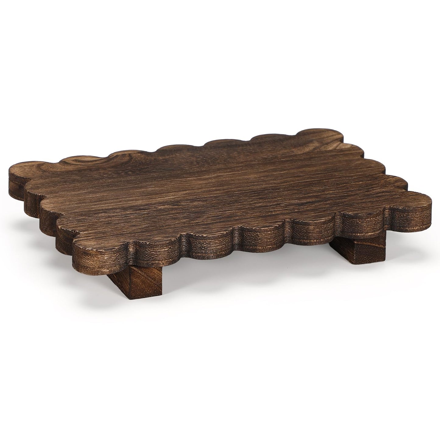 Scalloped Wood Riser Tray