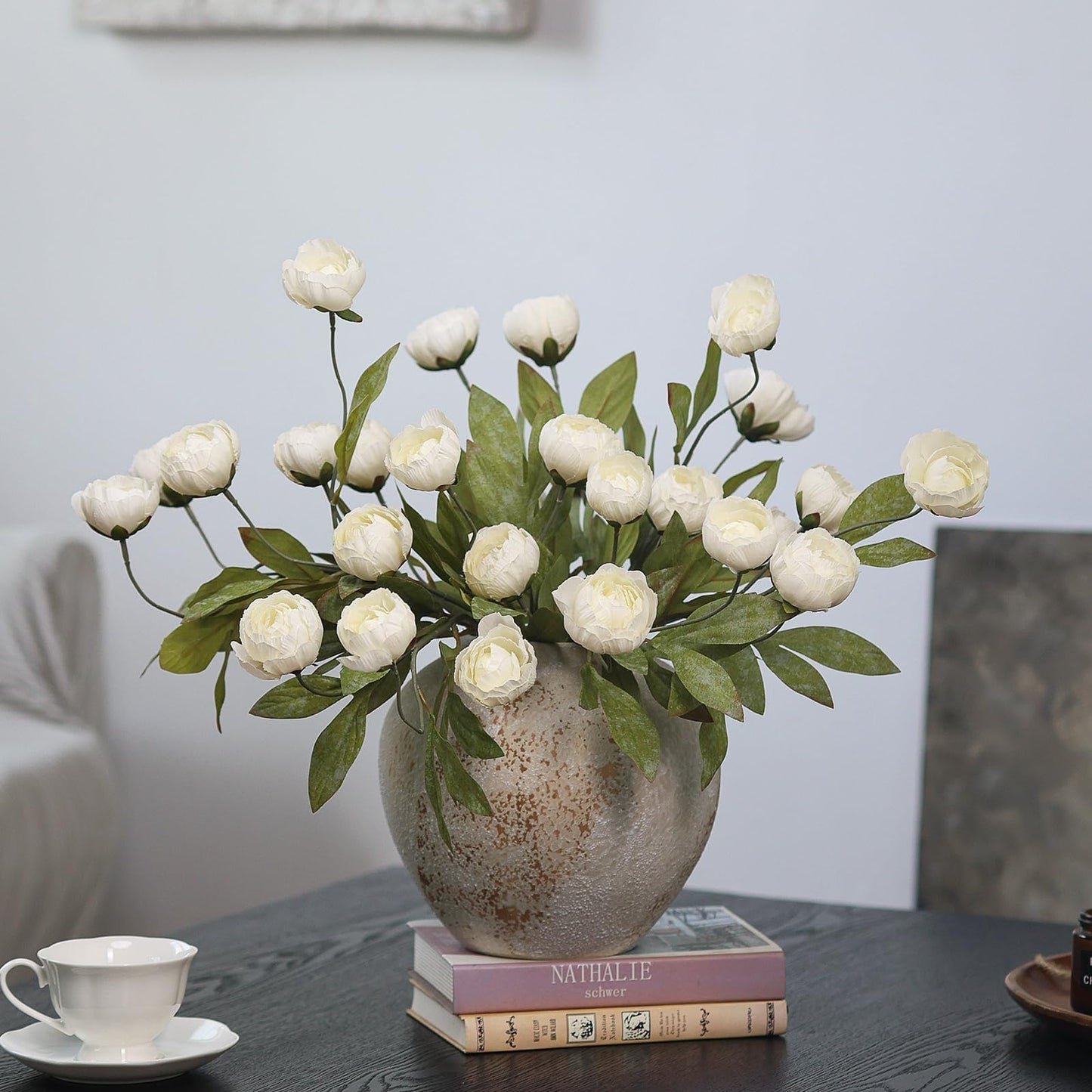 6 Pcs Faux Silk Peony Artificial Flowers 27" Stems