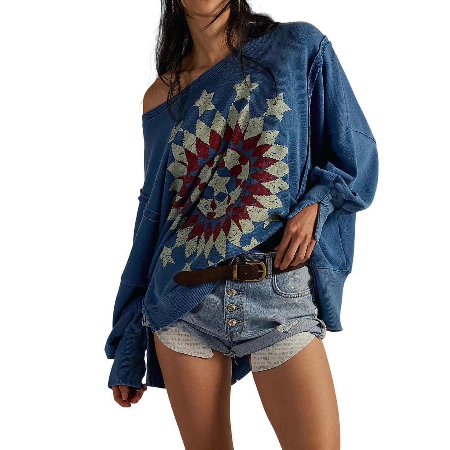 Womens Vintage Oversized Graphic Cute Crewneck Sweatshirt Y2k Loose Fit Aesthetic Retro Pullover Going Out Tops