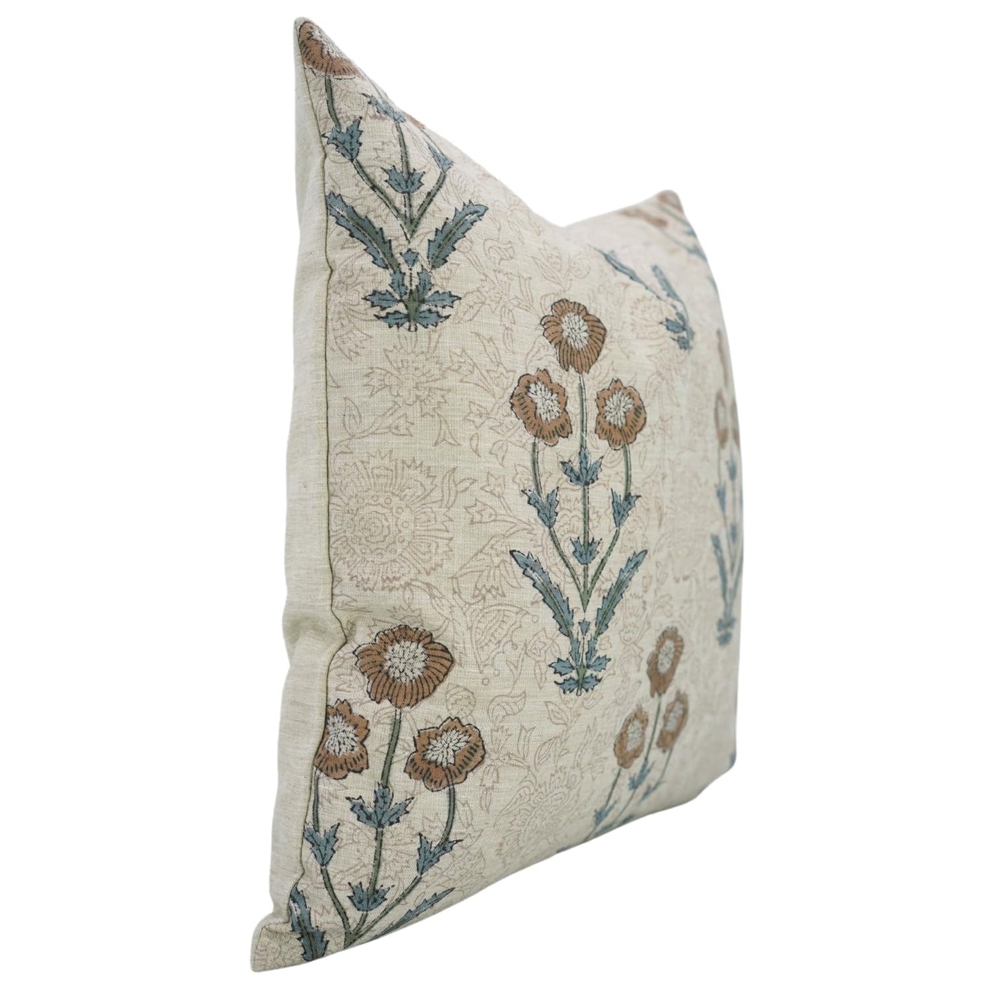 Floral Print Thick Linen 18x18 Inch Throw Pillowcase