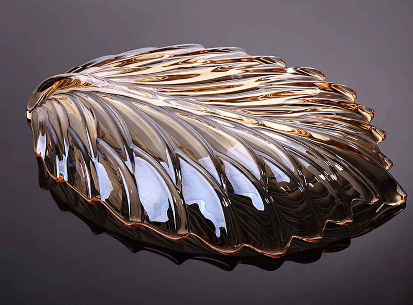 Gold Crystal Glass Leaf-shaped Bowl