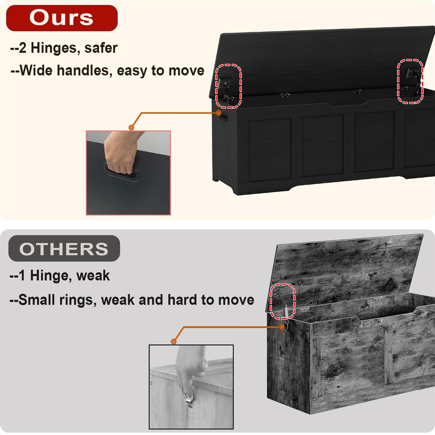 Timberer 47.2" Wooden Extra Large Storage Trunk