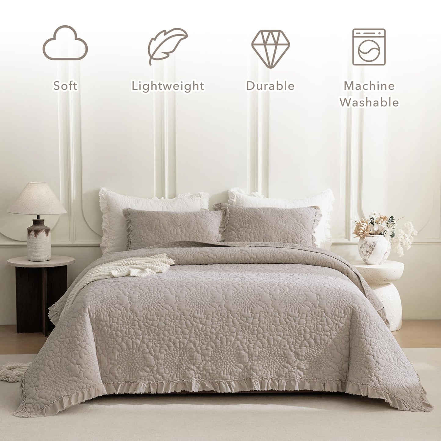 Cotton Oversized Quilt Bedspread Set