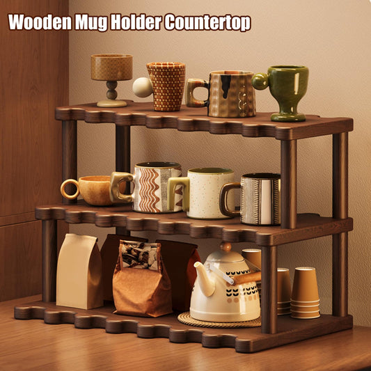 Wooden Mug Holder Countertop Cabinet